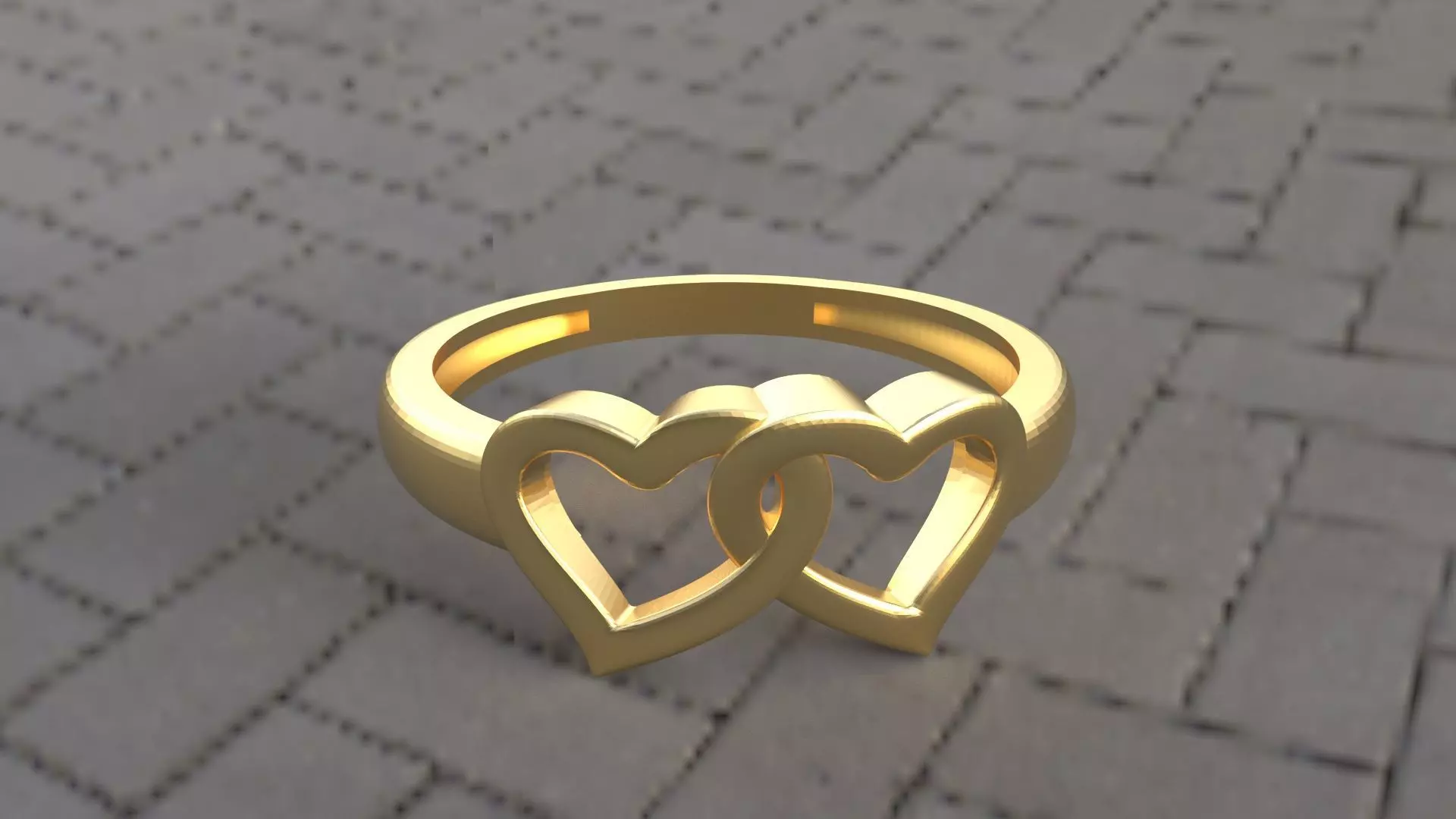 Ring 1 gold with two hearts Free 3D print model
