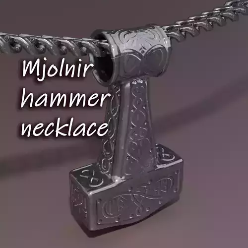 Mjolnir hammer necklace Low-poly 3D model