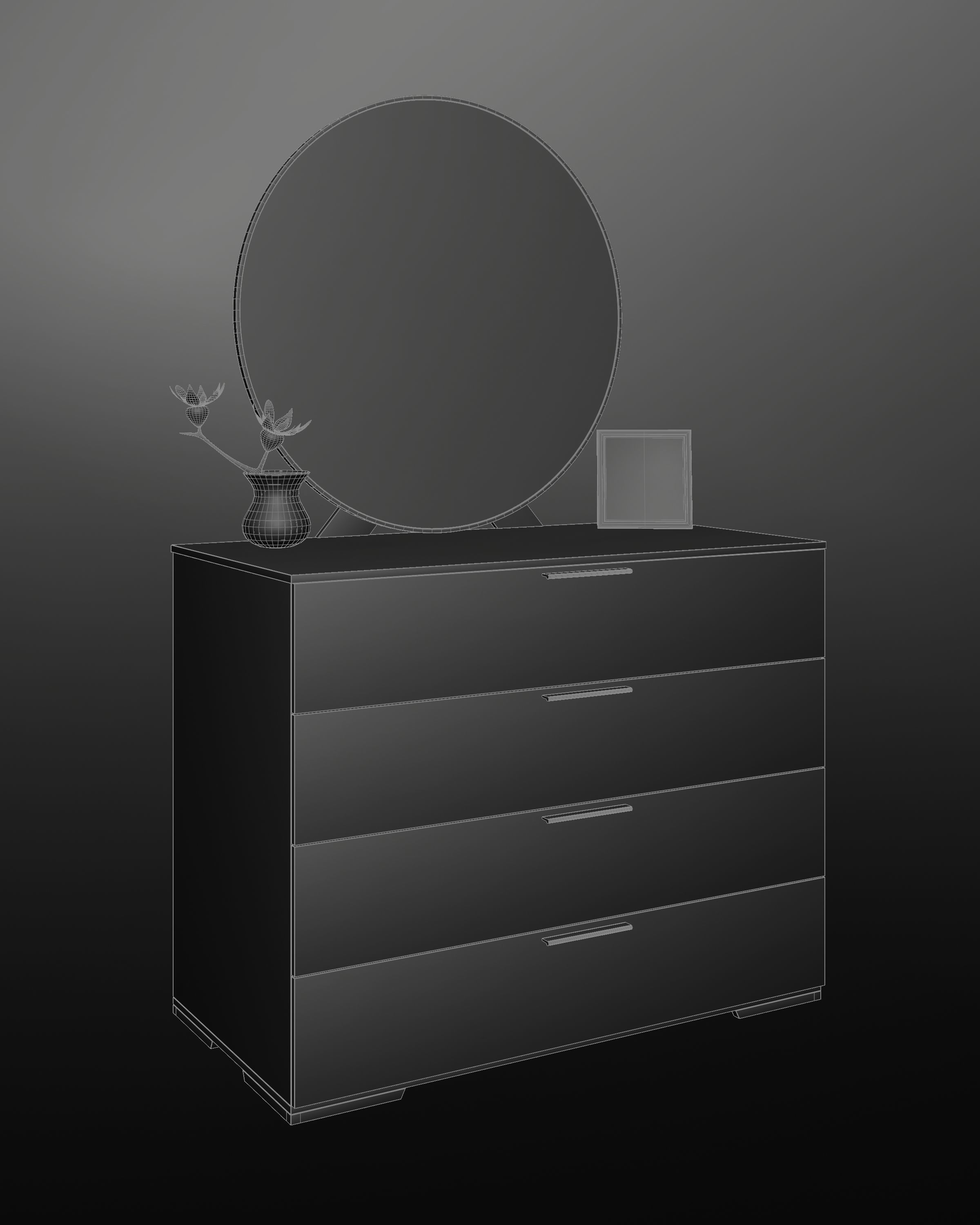 Modern White Drawer 3D model_4