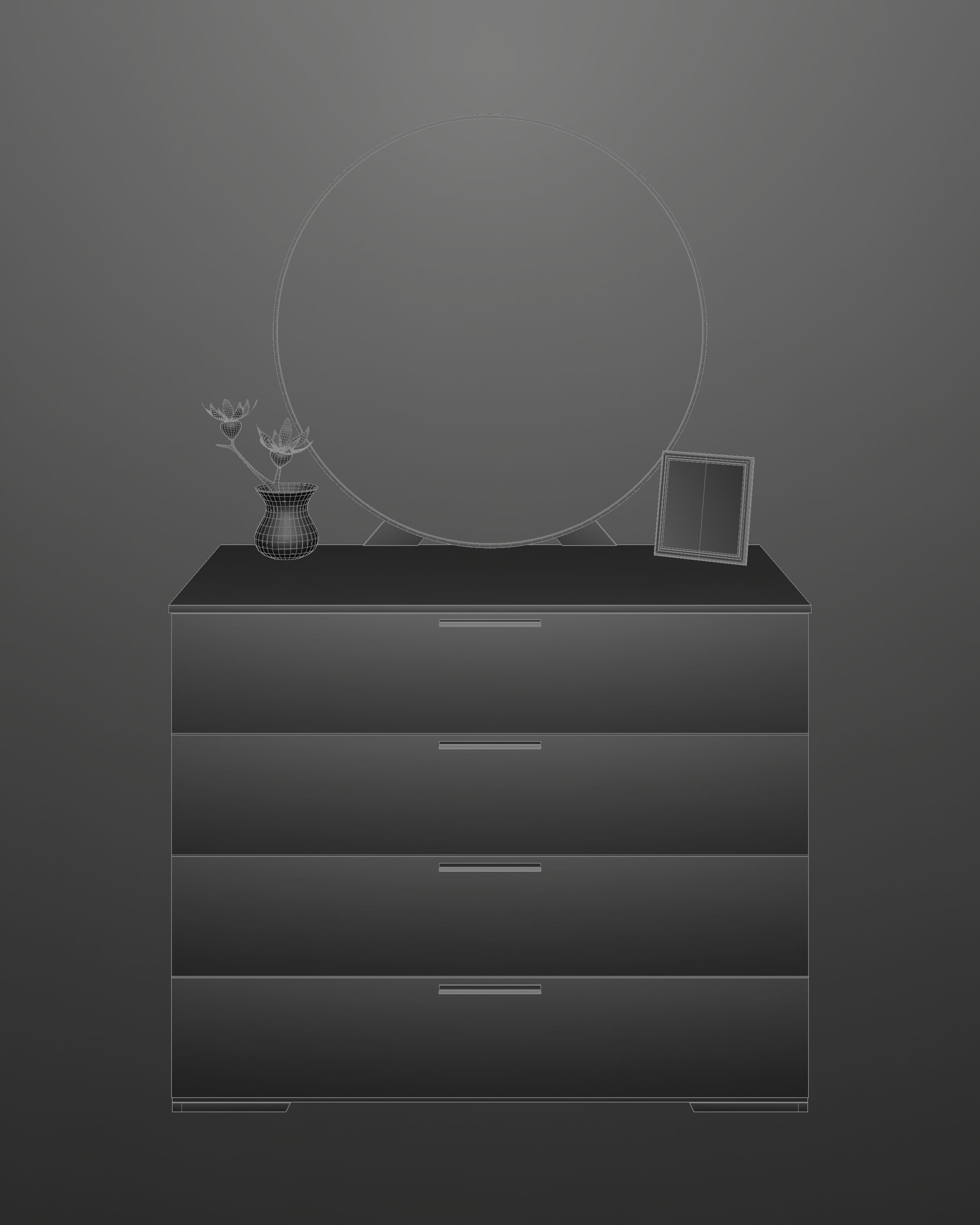 Modern White Drawer 3D model_5