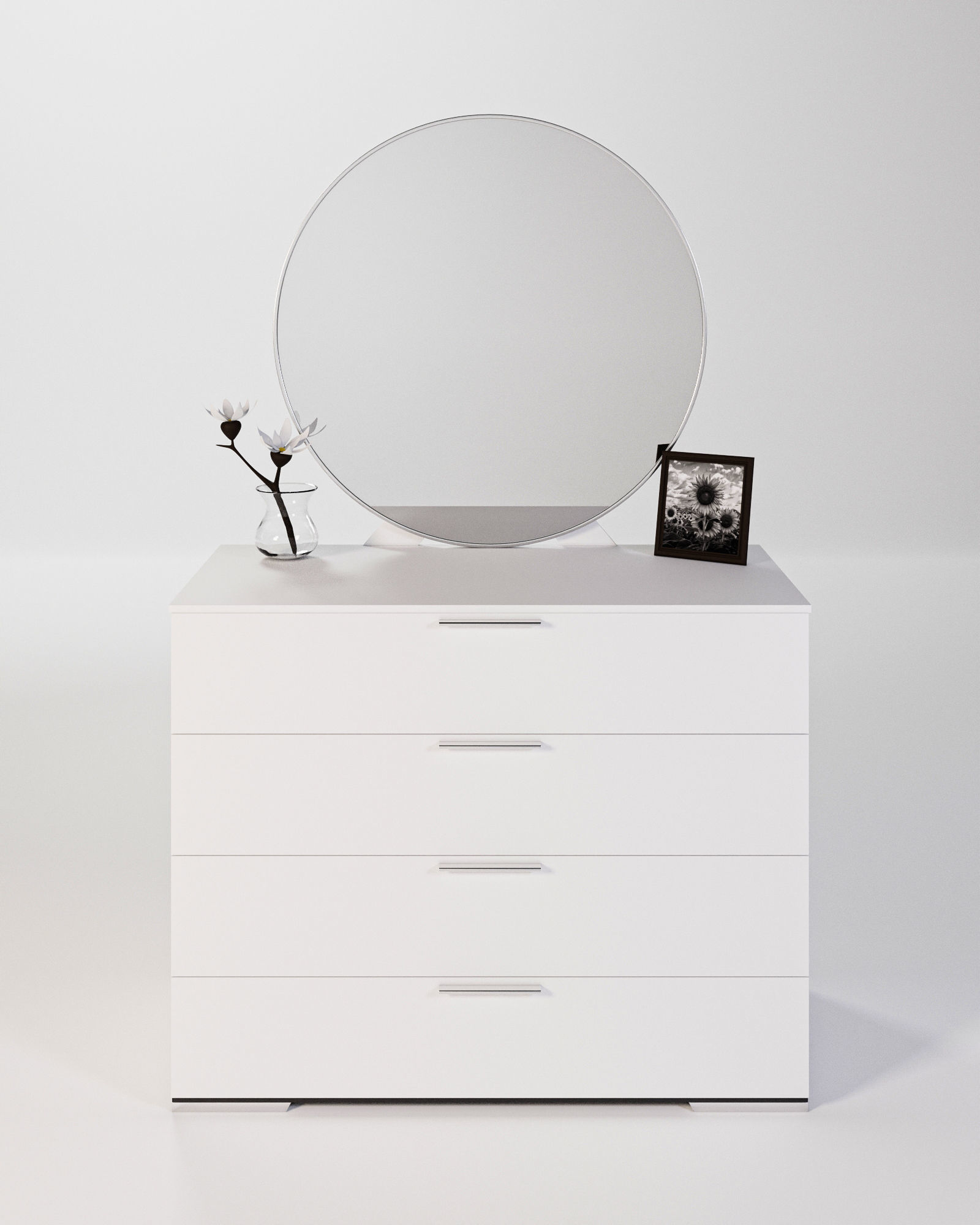 Modern White Drawer 3D model_1