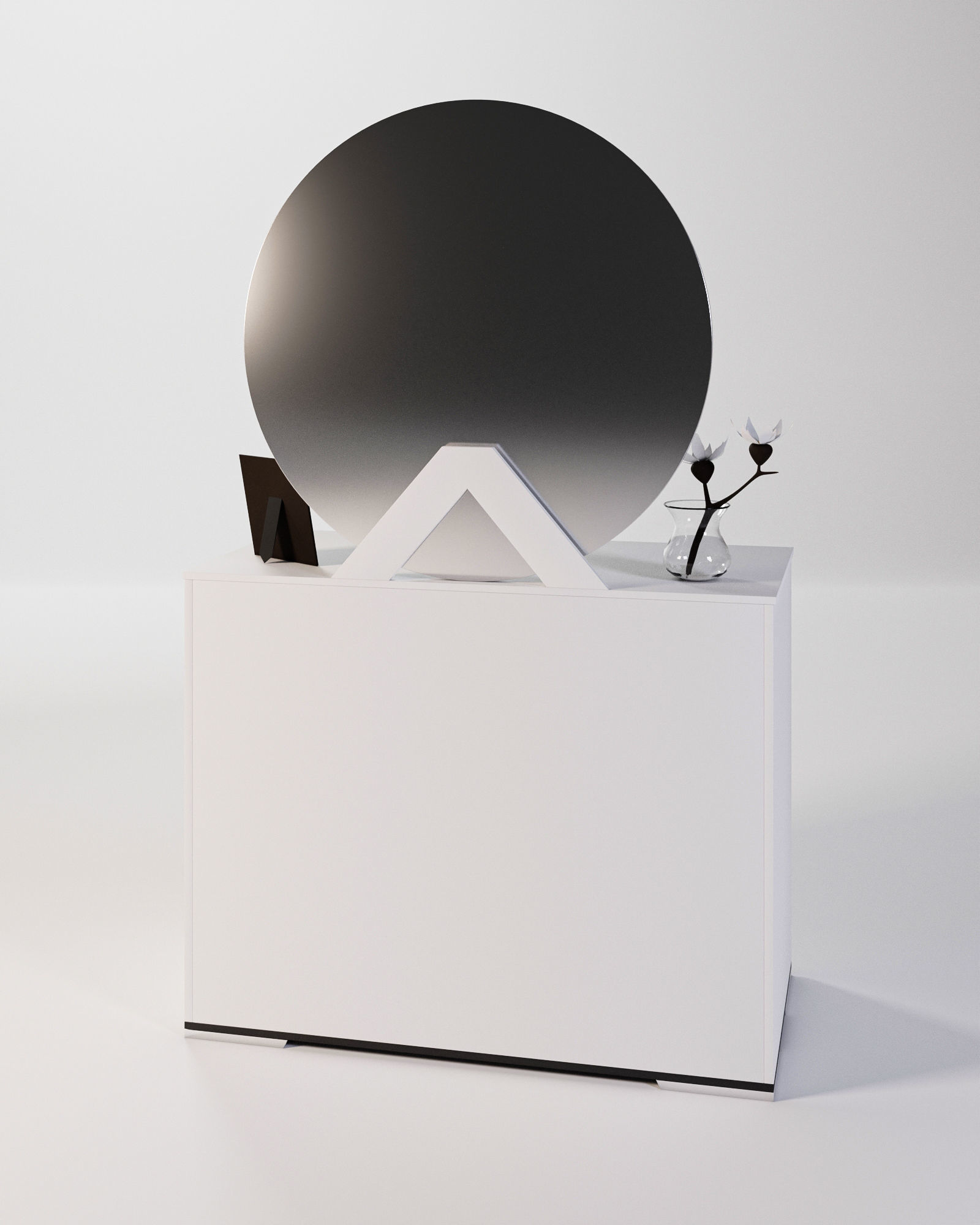 Modern White Drawer 3D model_3