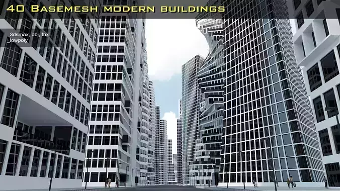 40 Basemesh modern buildings