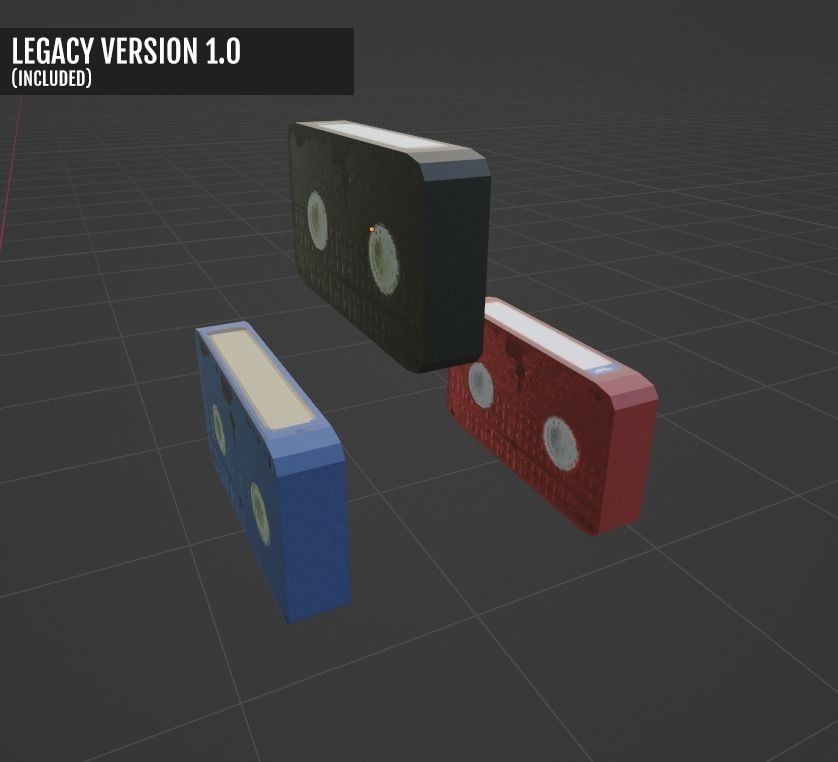 VHS and VCR TV Pack in Retro PSX-PS1 Style Low-poly 3D model_11