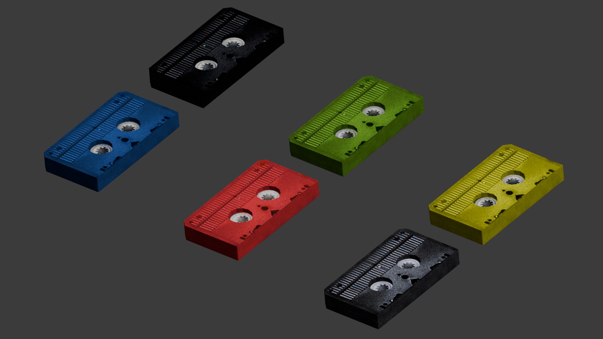 VHS and VCR TV Pack in Retro PSX-PS1 Style Low-poly 3D model_8