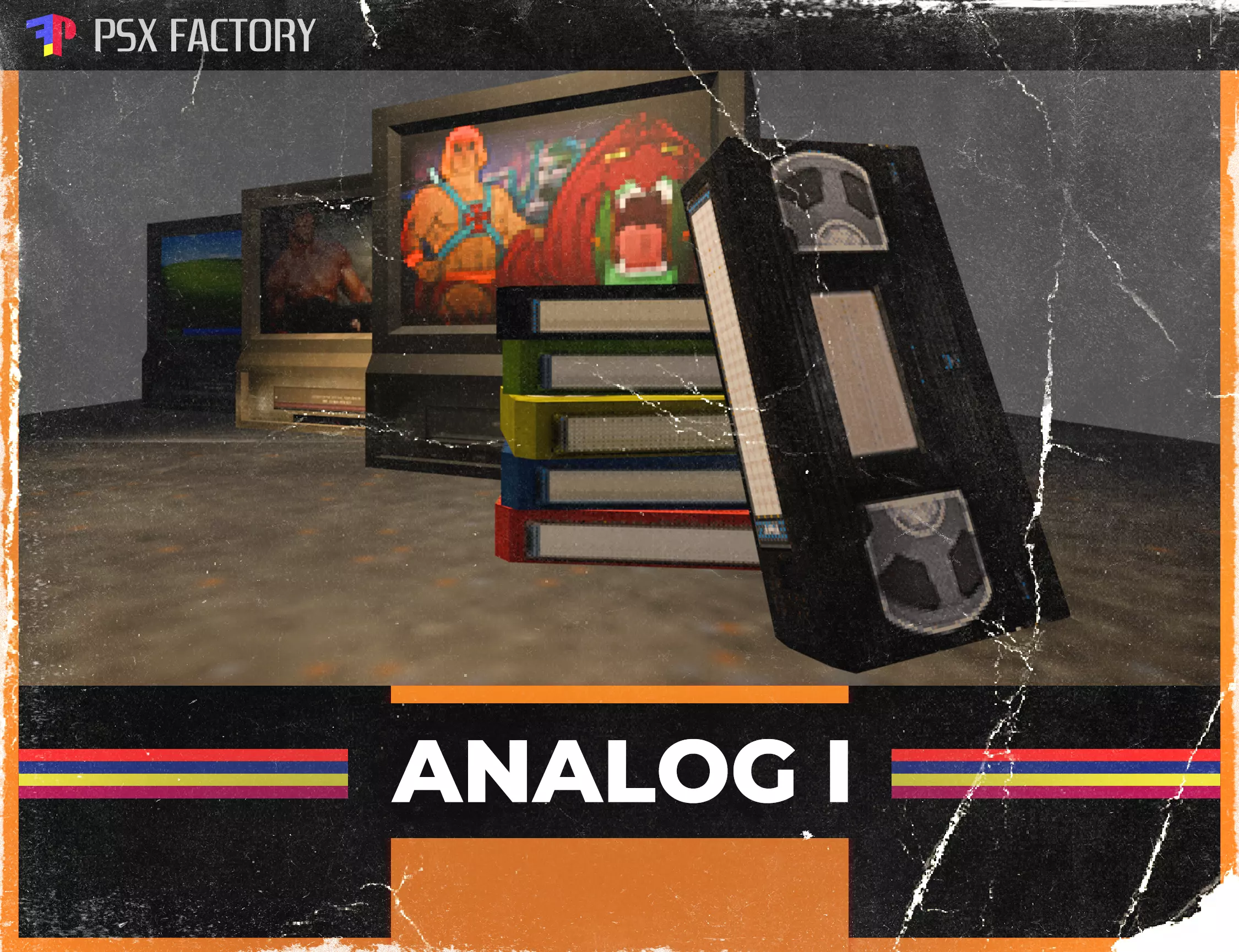 VHS and VCR TV Pack in Retro PSX-PS1 Style Low-poly 3D model_0