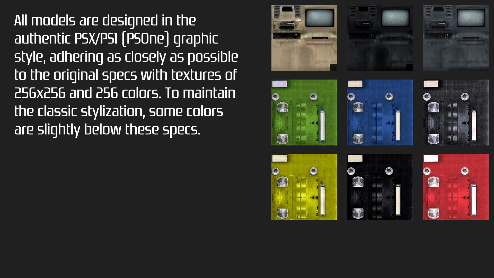 VHS and VCR TV Pack in Retro PSX-PS1 Style Low-poly 3D model_6