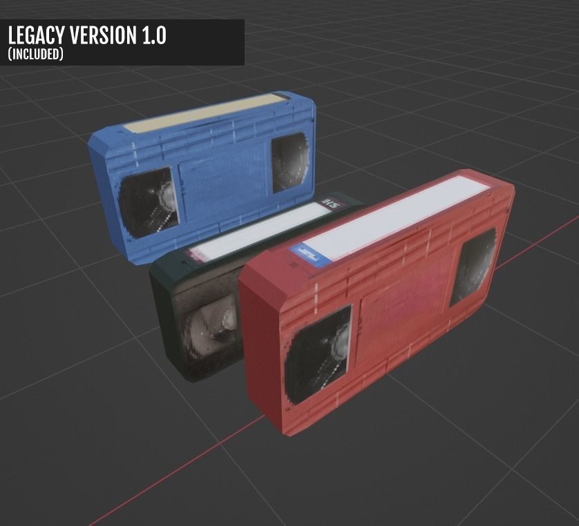 VHS and VCR TV Pack in Retro PSX-PS1 Style Low-poly 3D model_12
