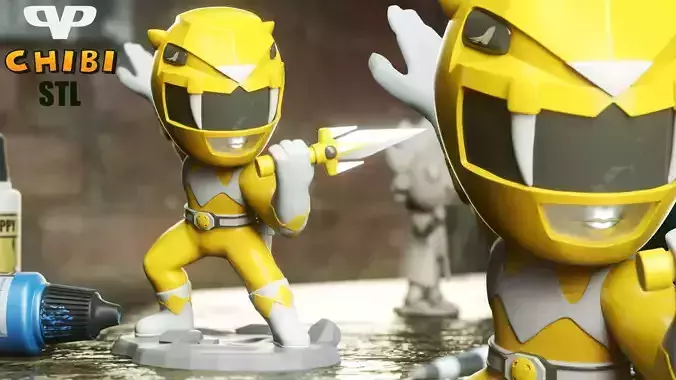Yellow Ranger Chibi STL for 3D Printing ChibiSTL 3DXM