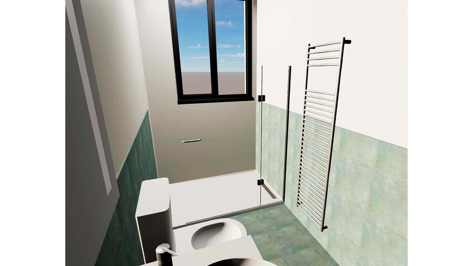 Bathroom Wall Towel Radiator Rail 3D model_1