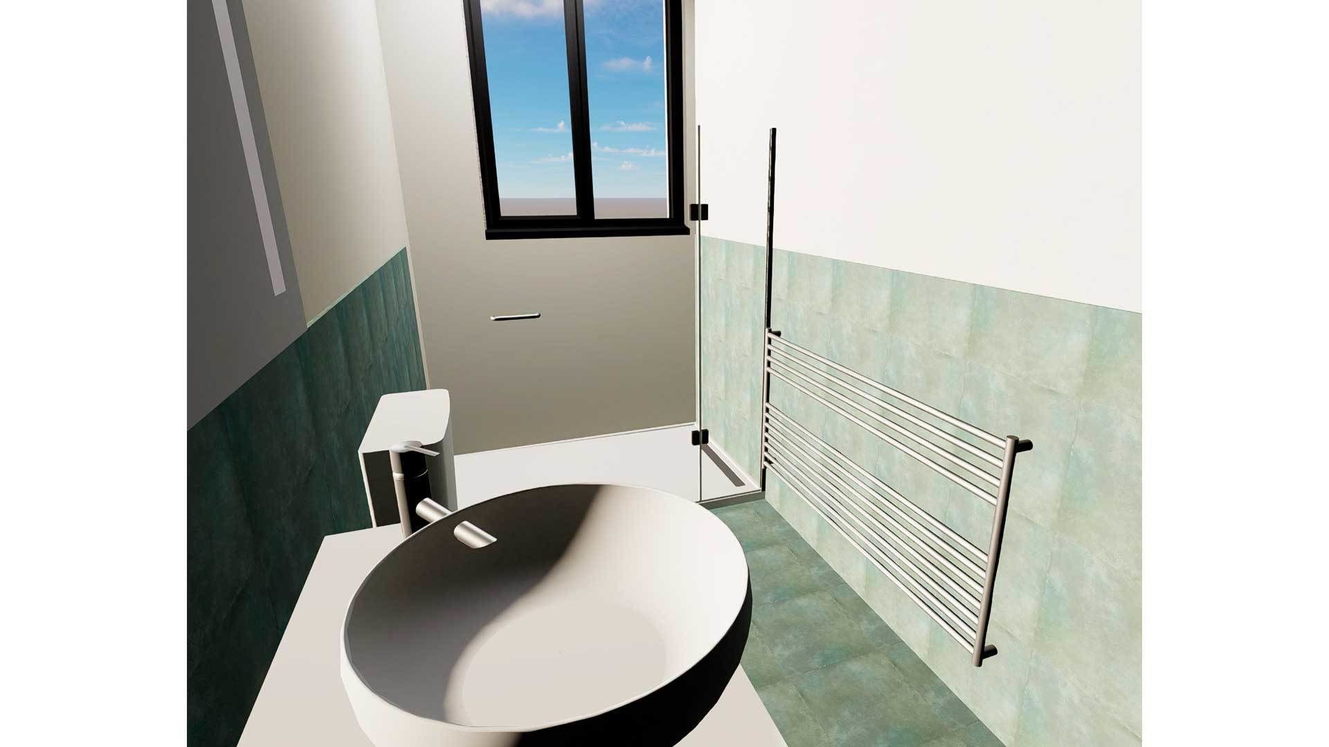 Bathroom Wall Towel Radiator Rail 3D model_4