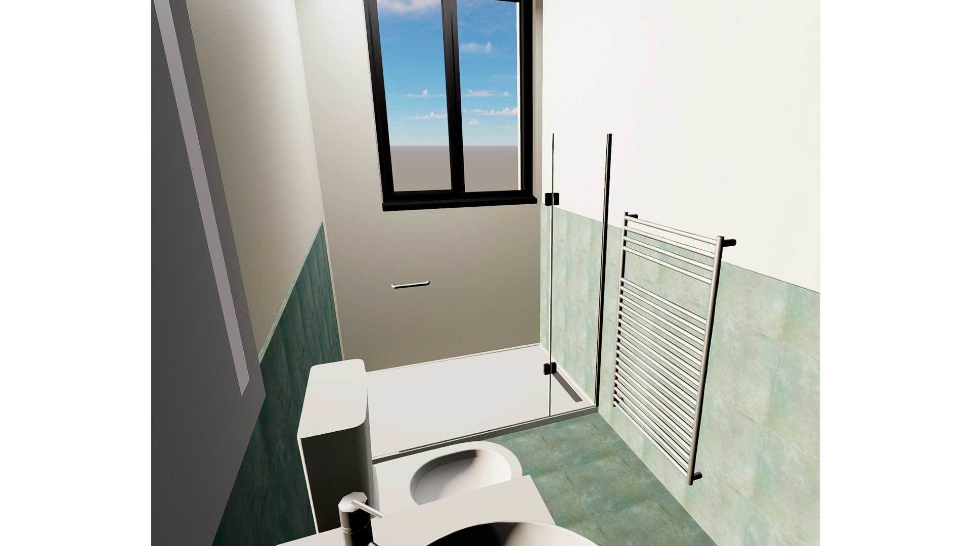 Bathroom Wall Towel Radiator Rail 3D model_2