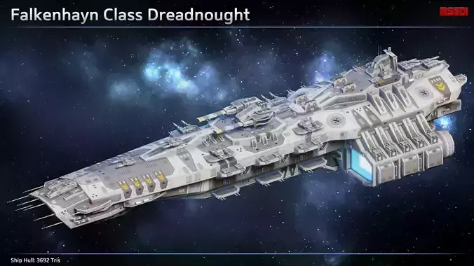Spaceship Falkenhayn Dreadnought Low-poly 3D model