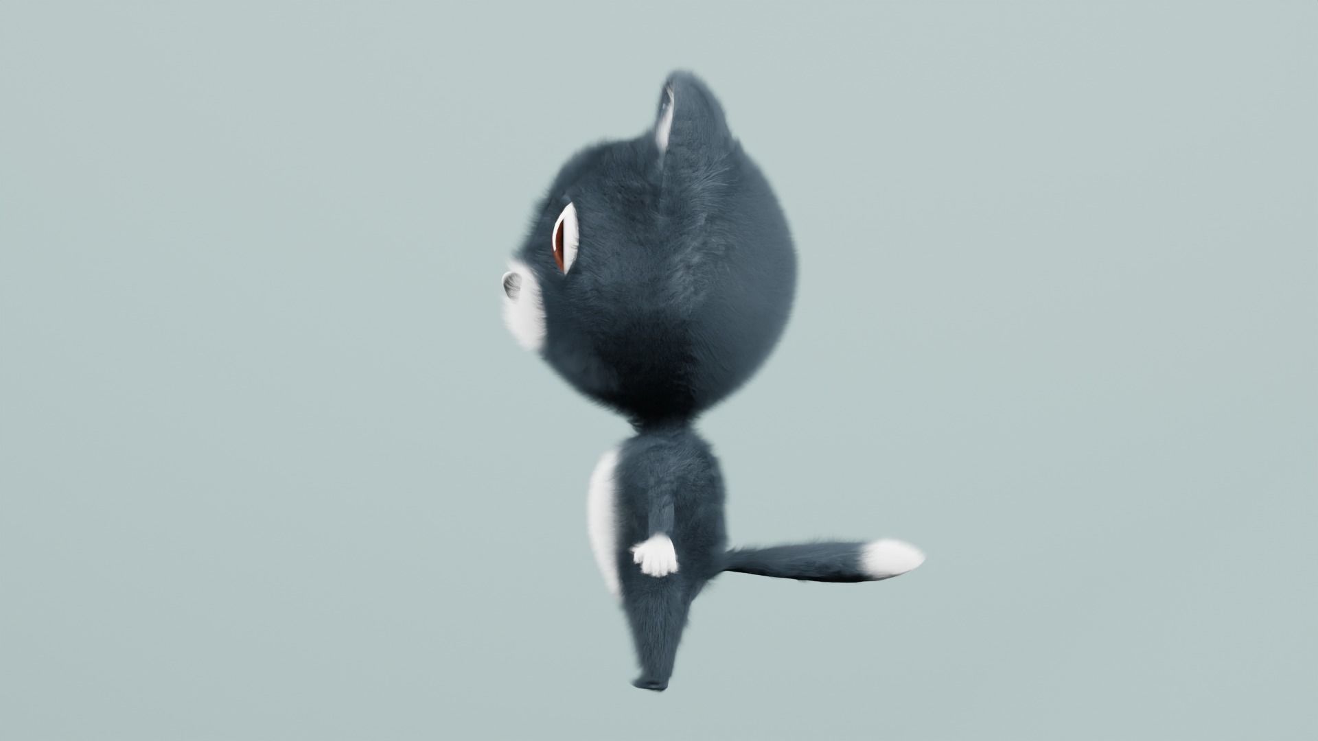 cute cartoon cat 3D model_2