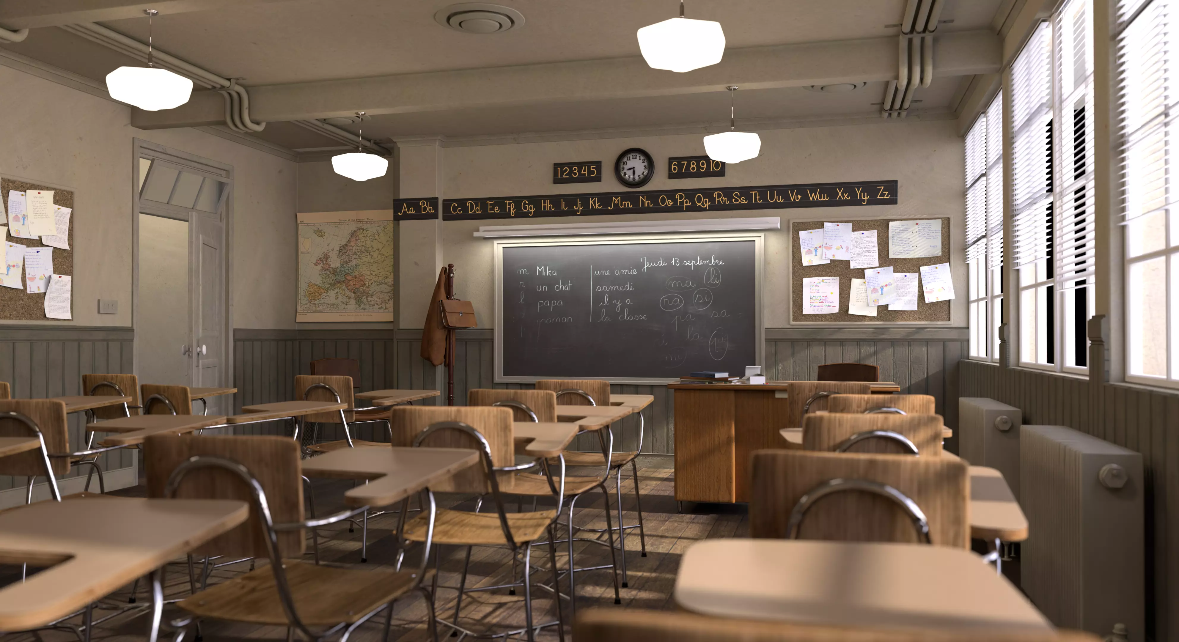 3D Model Classroom stripe 3D model_0