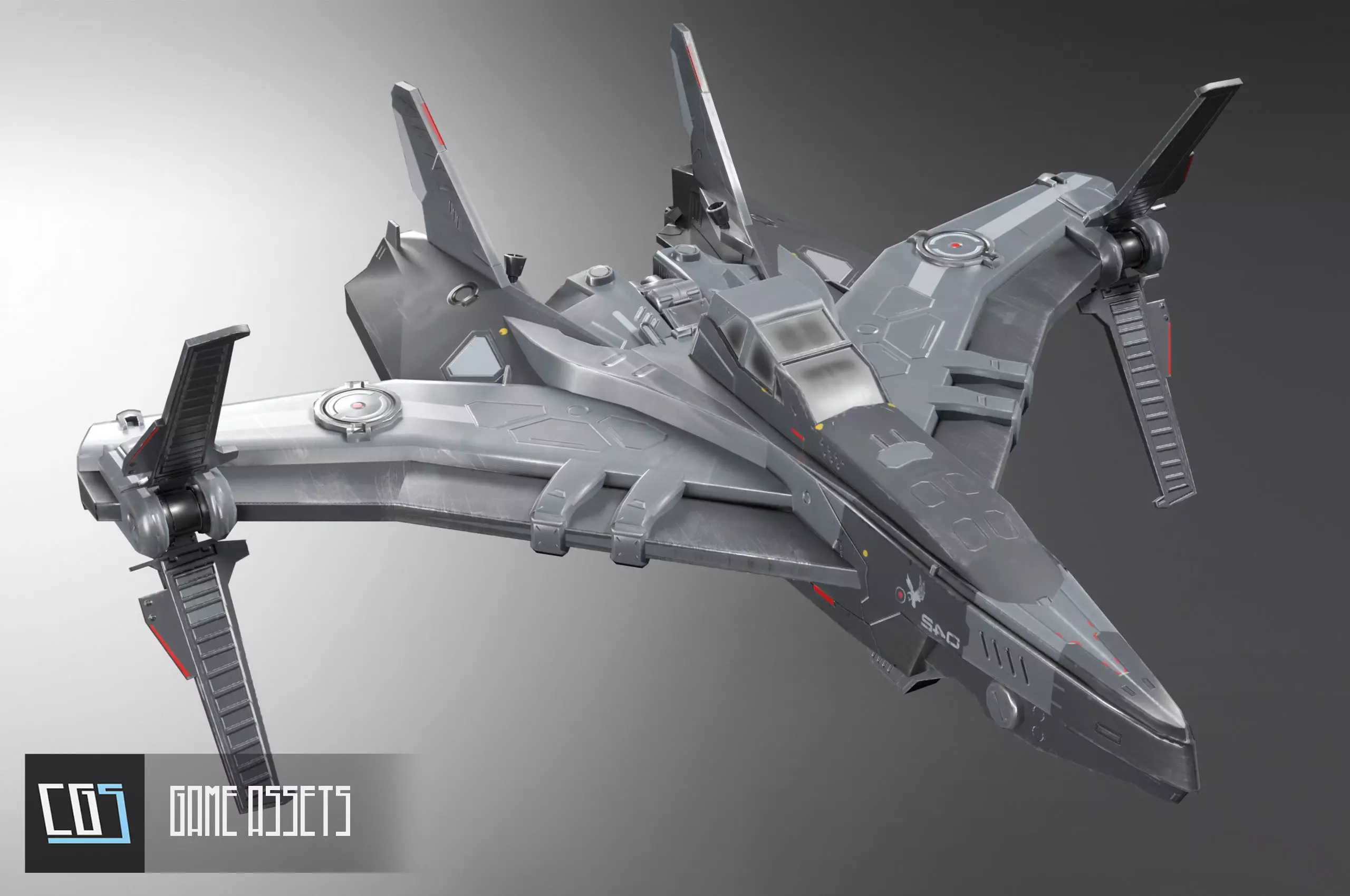 Scifi Spaceship Low-poly 3D model_0