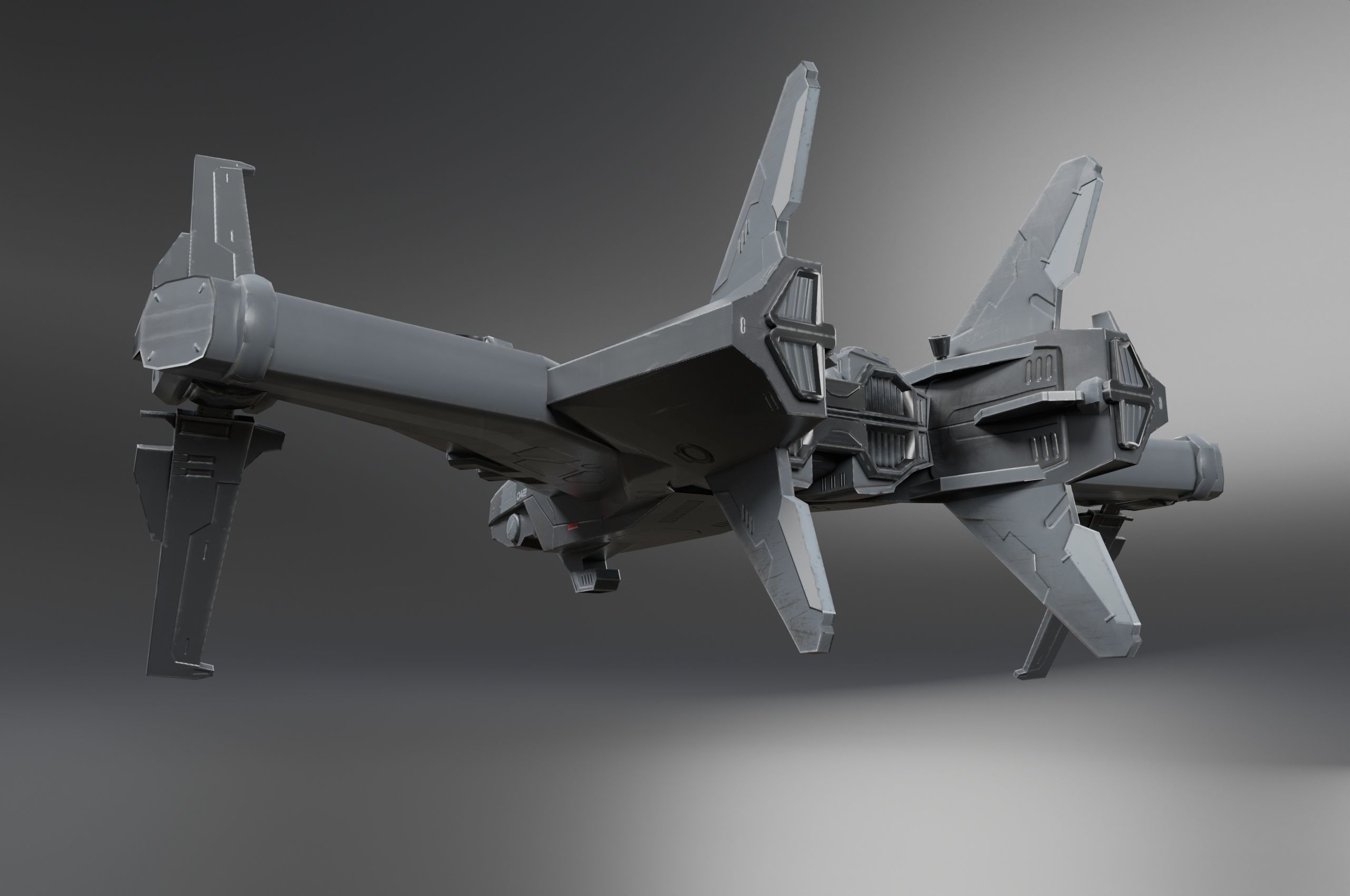 Scifi Spaceship Low-poly 3D model_2