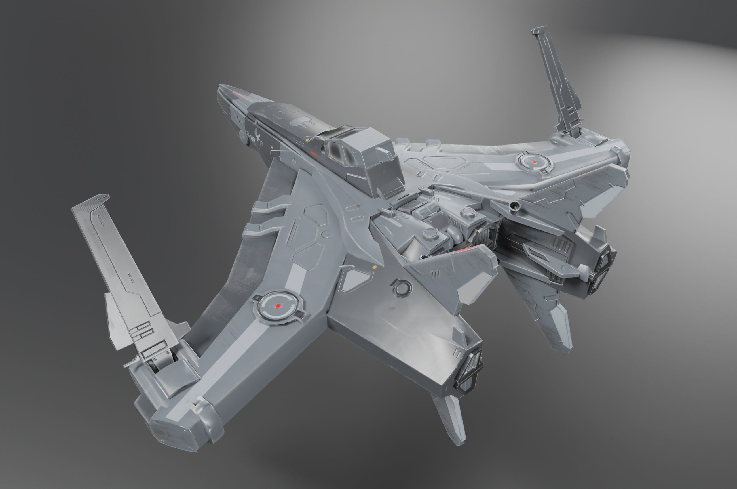 Scifi Spaceship Low-poly 3D model_4