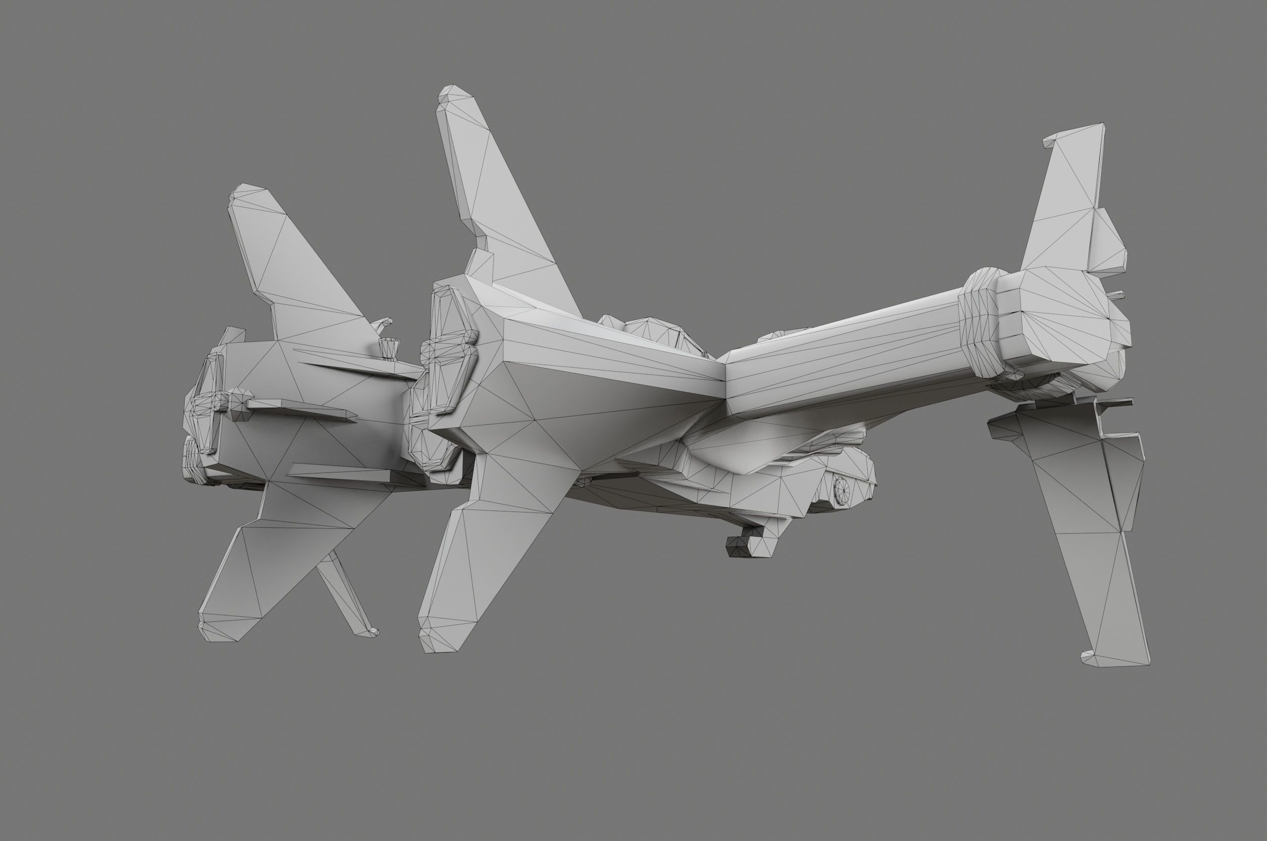 Scifi Spaceship Low-poly 3D model_15