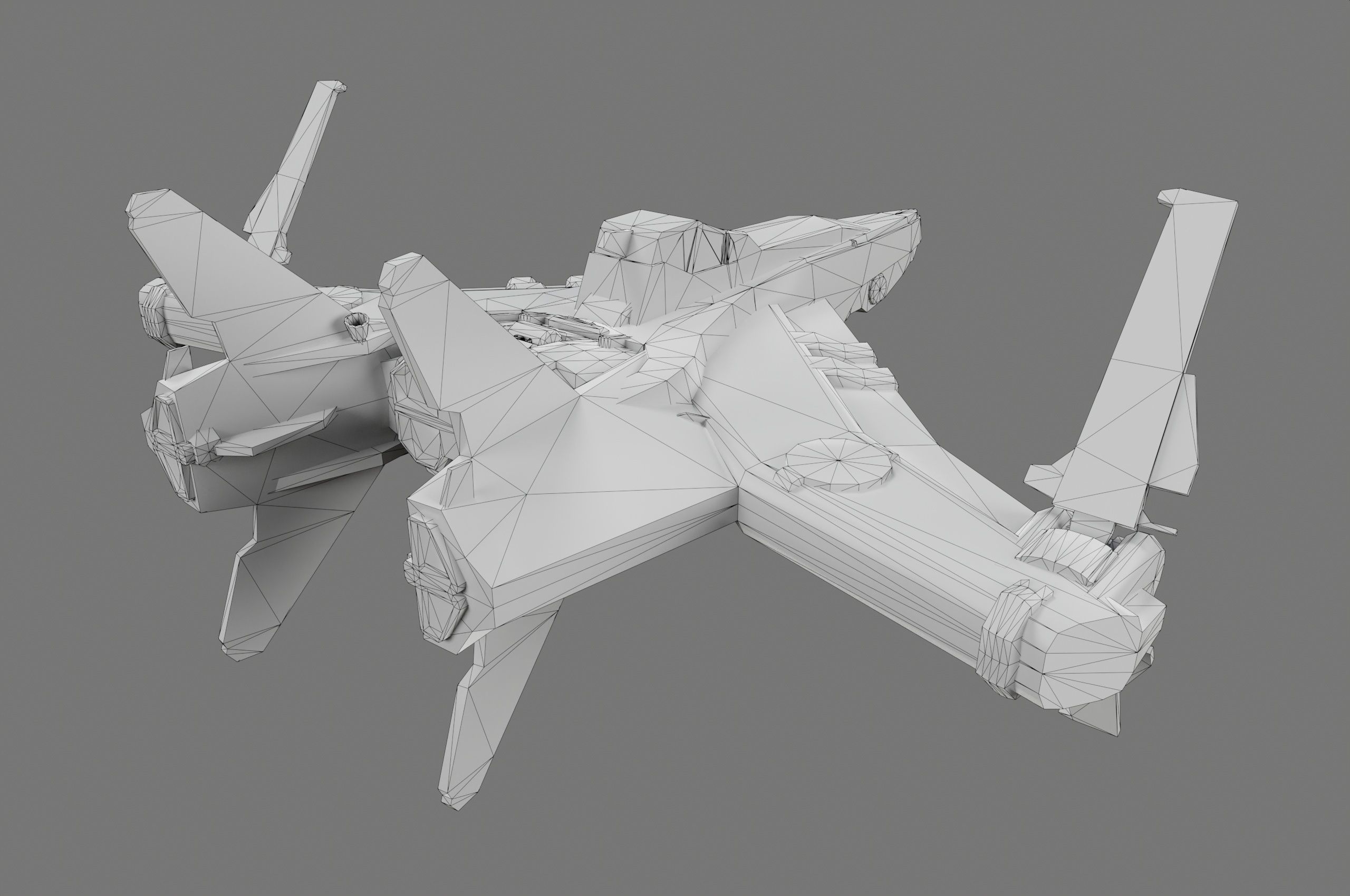 Scifi Spaceship Low-poly 3D model_12