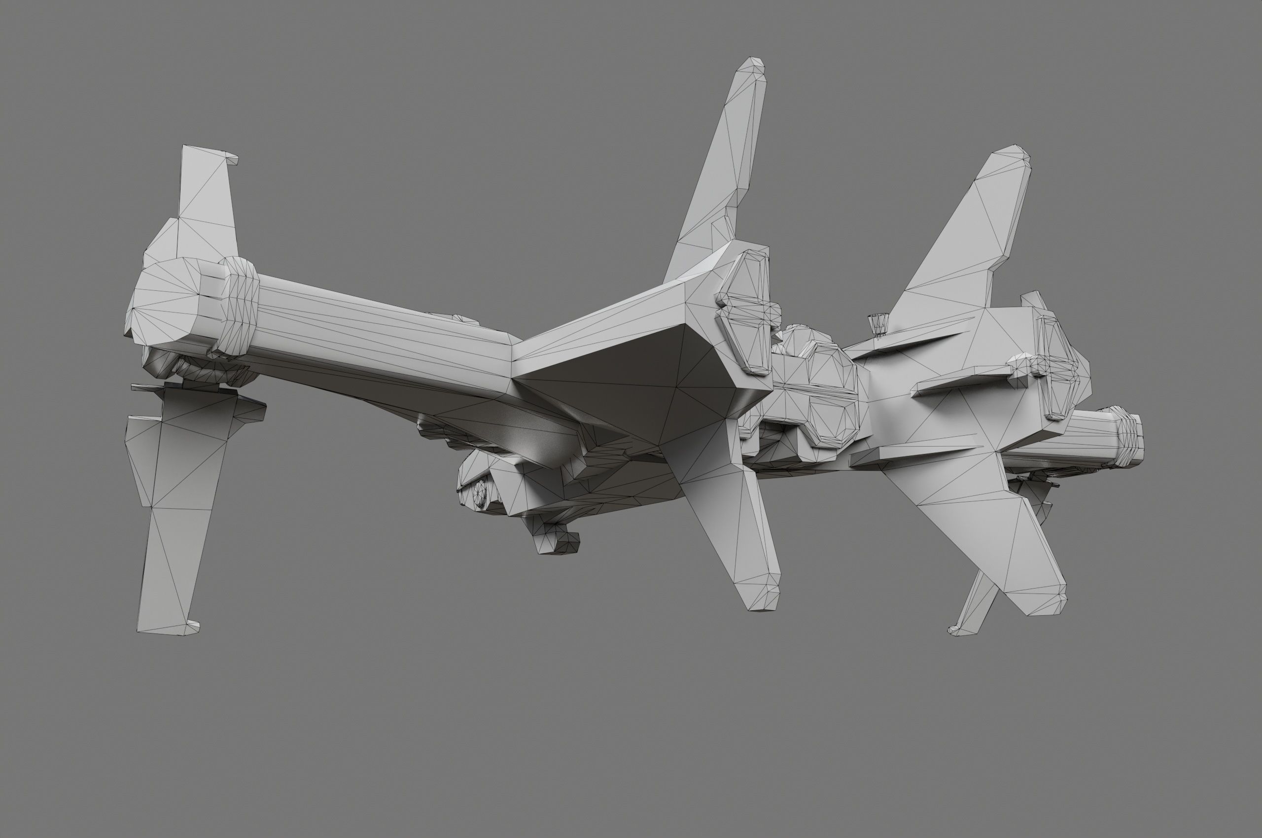 Scifi Spaceship Low-poly 3D model_11