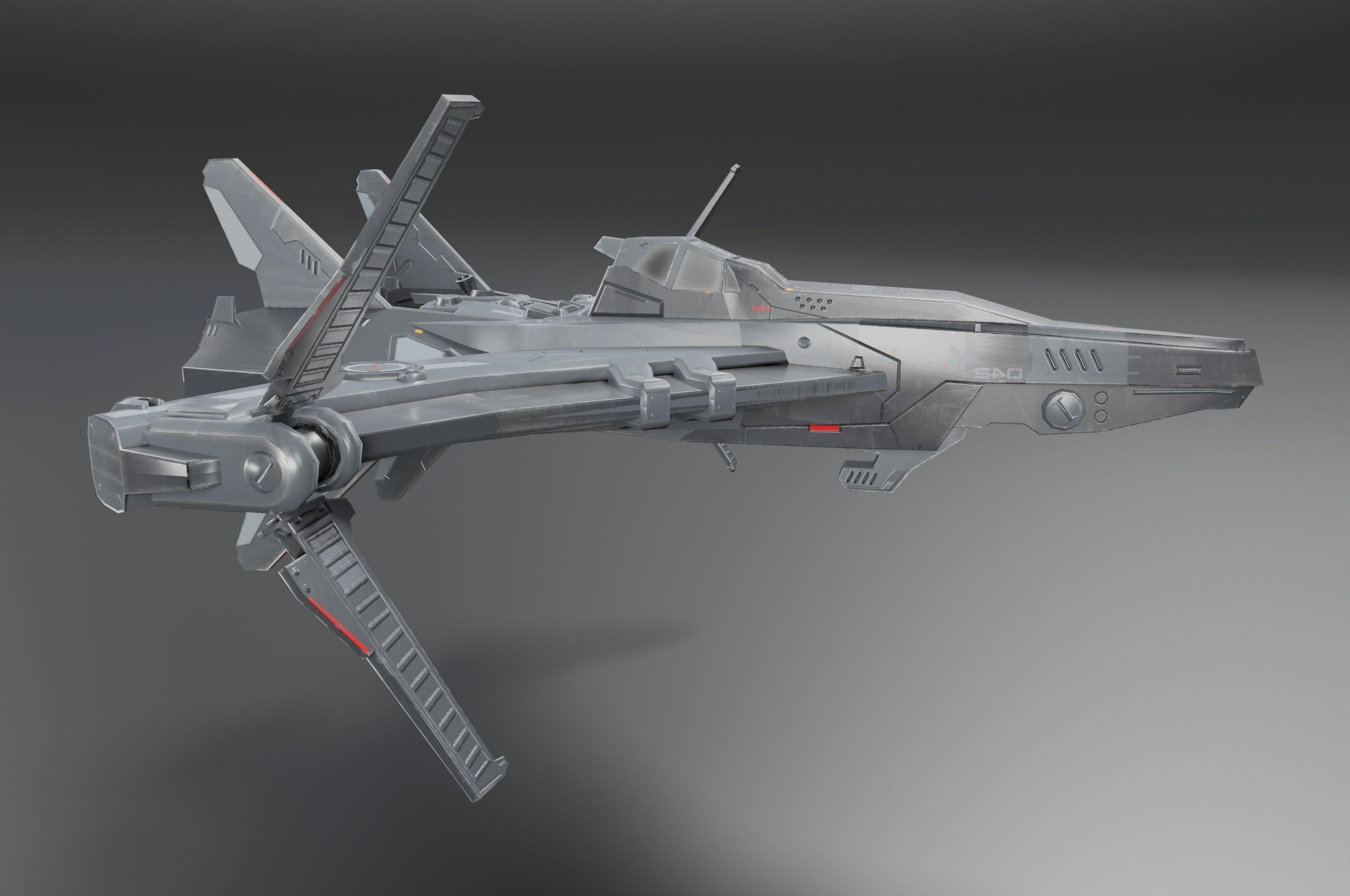 Scifi Spaceship Low-poly 3D model_6