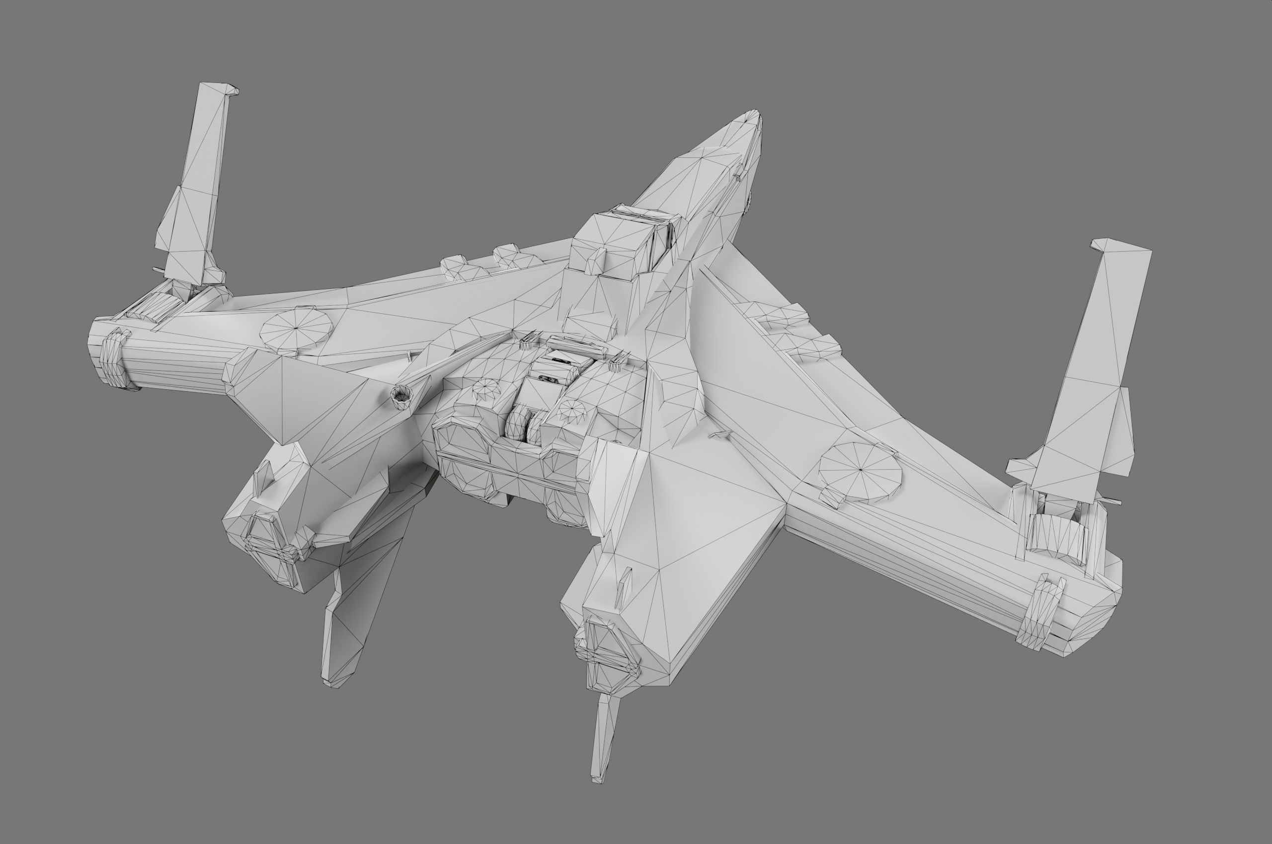 Scifi Spaceship Low-poly 3D model_13
