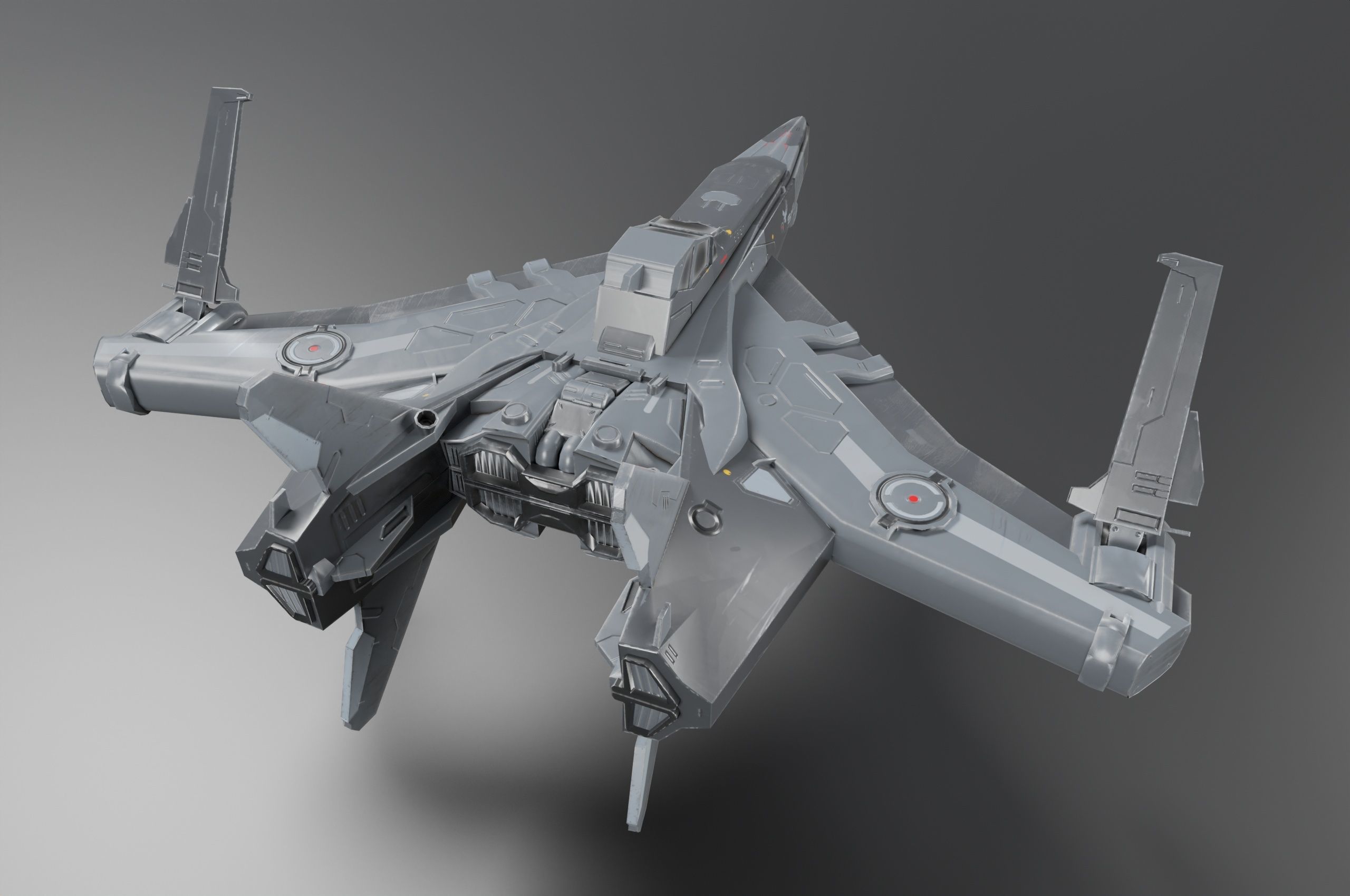 Scifi Spaceship Low-poly 3D model_5