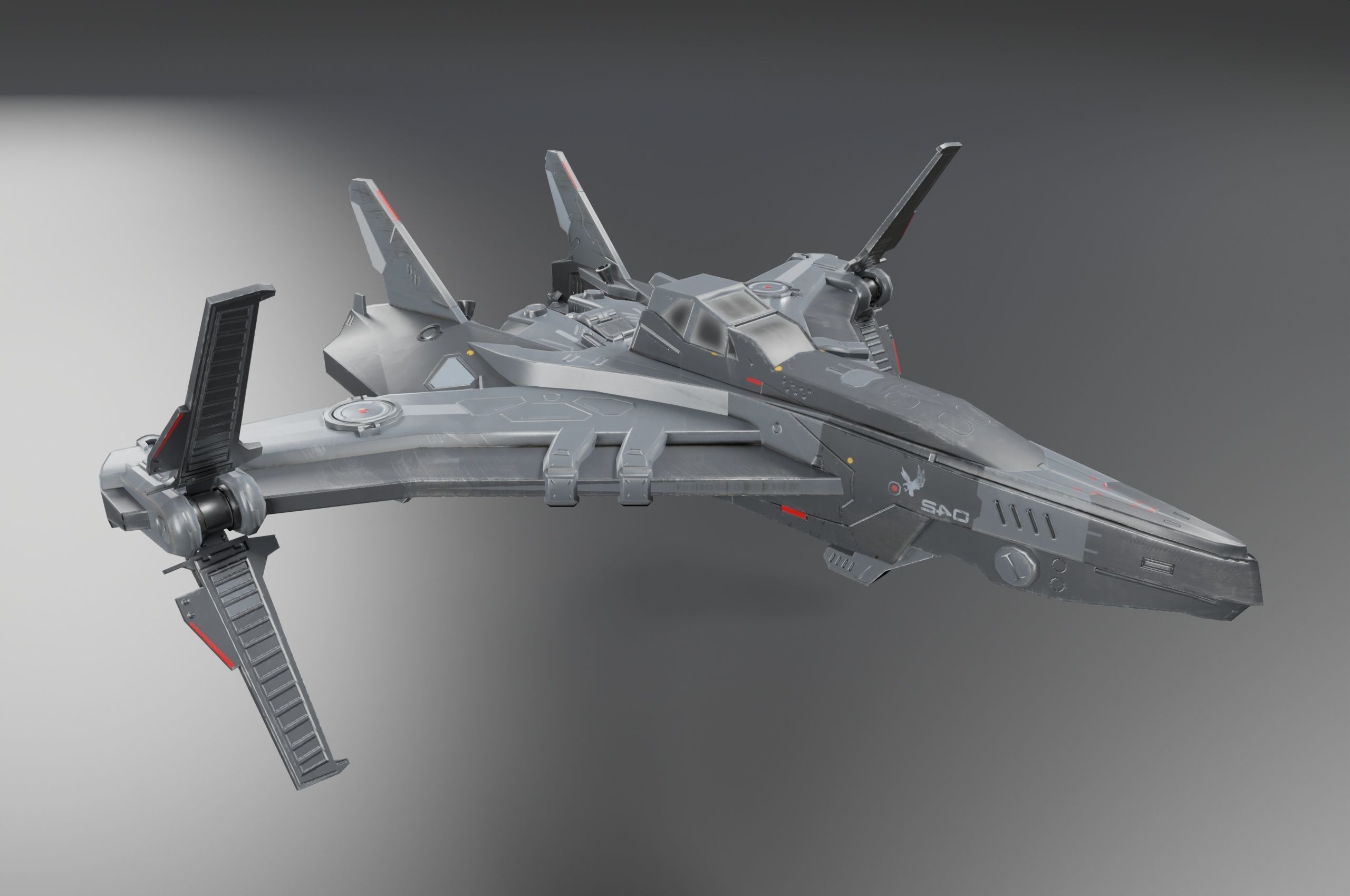 Scifi Spaceship Low-poly 3D model_1