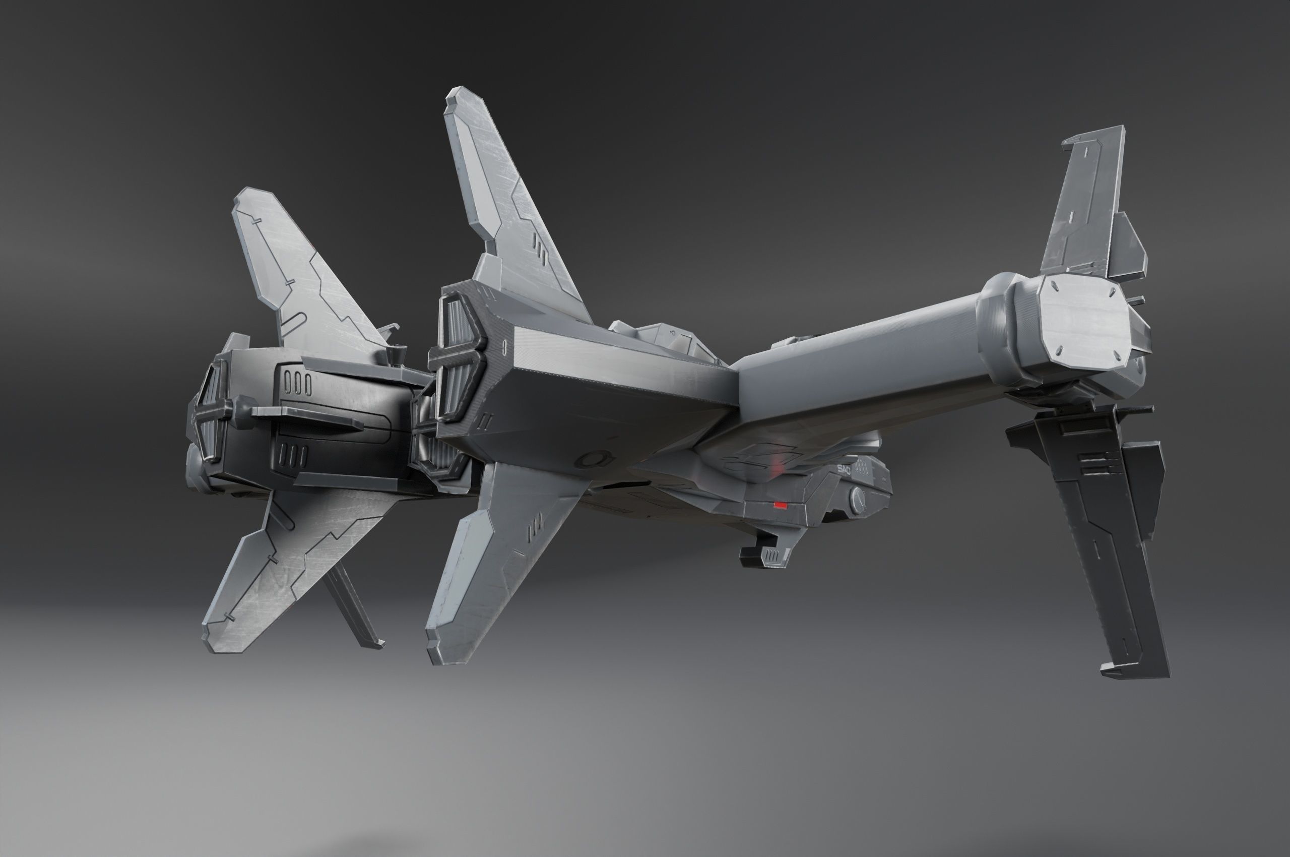 Scifi Spaceship Low-poly 3D model_9