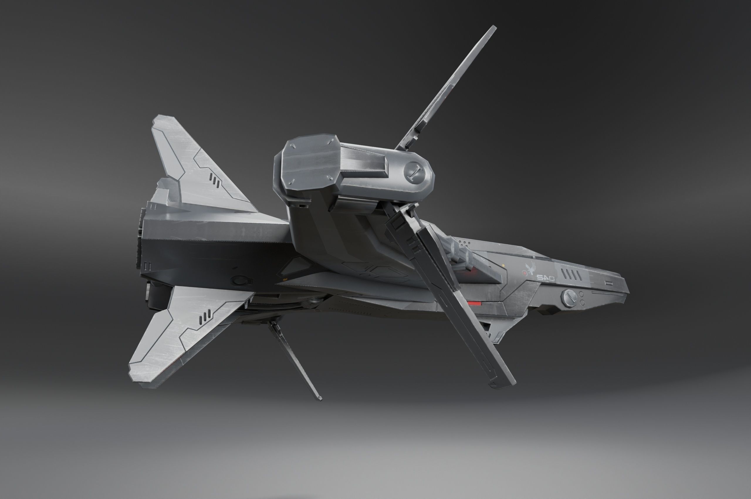 Scifi Spaceship Low-poly 3D model_10