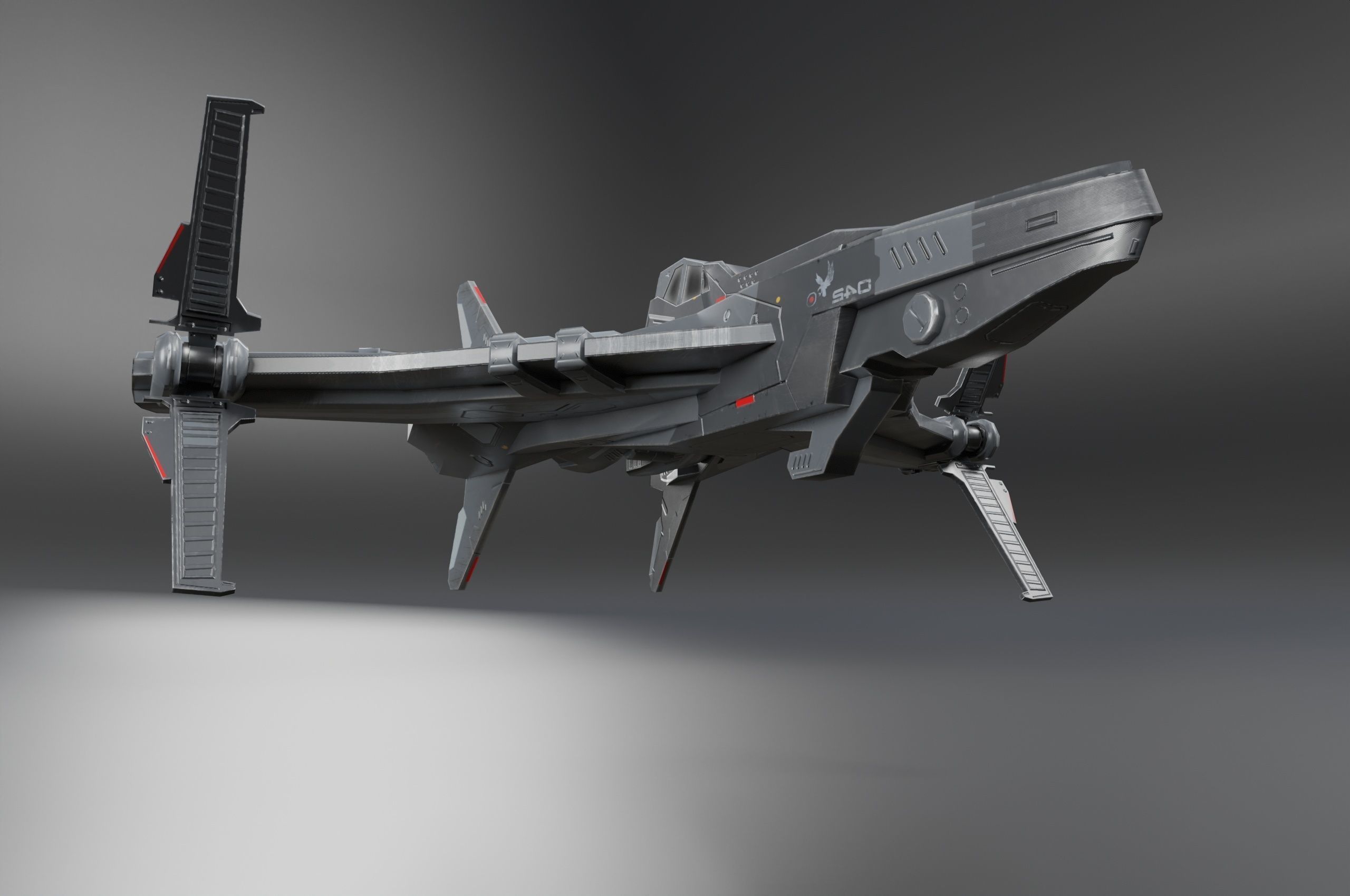 Scifi Spaceship Low-poly 3D model_8