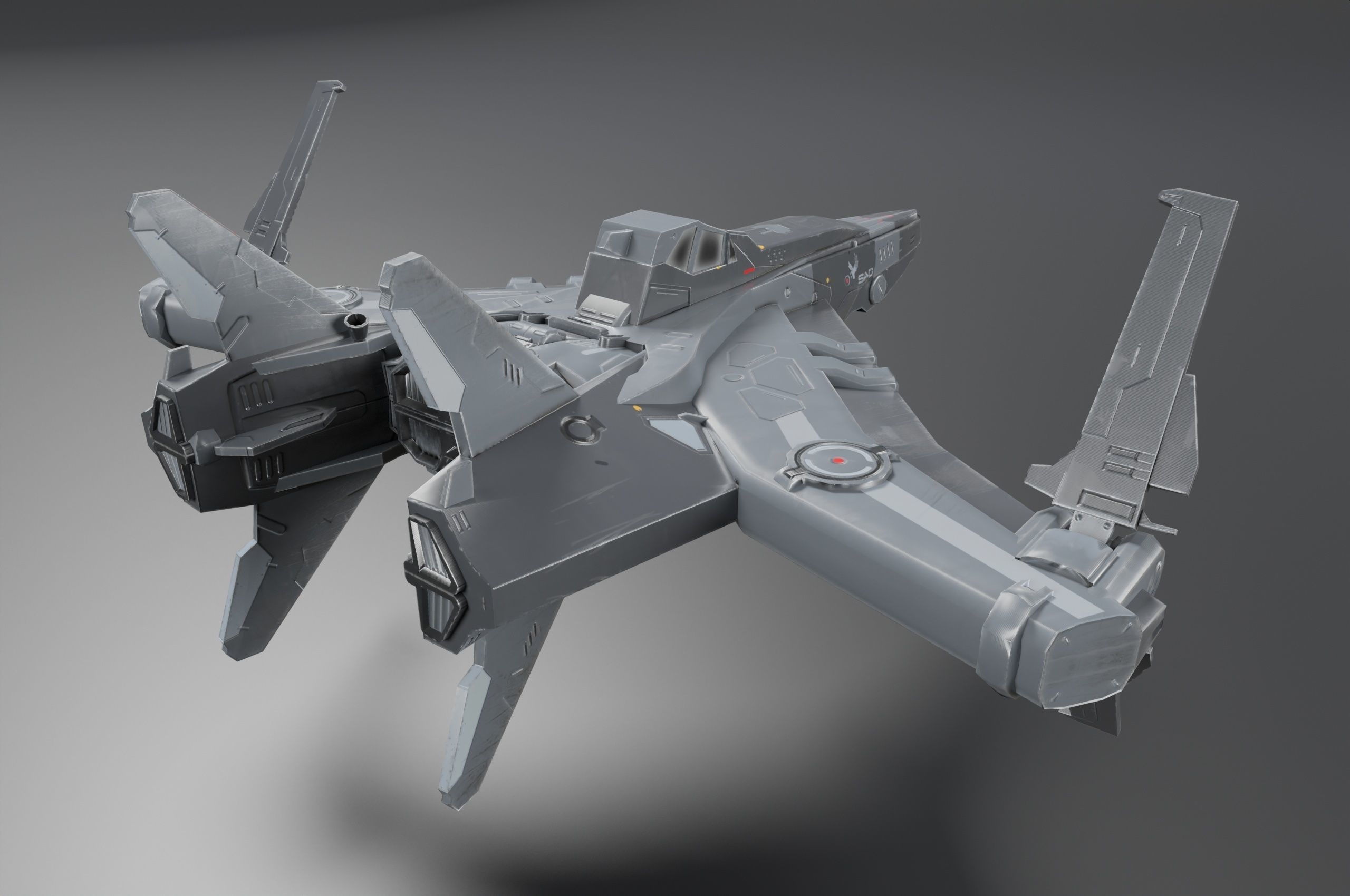 Scifi Spaceship Low-poly 3D model_3
