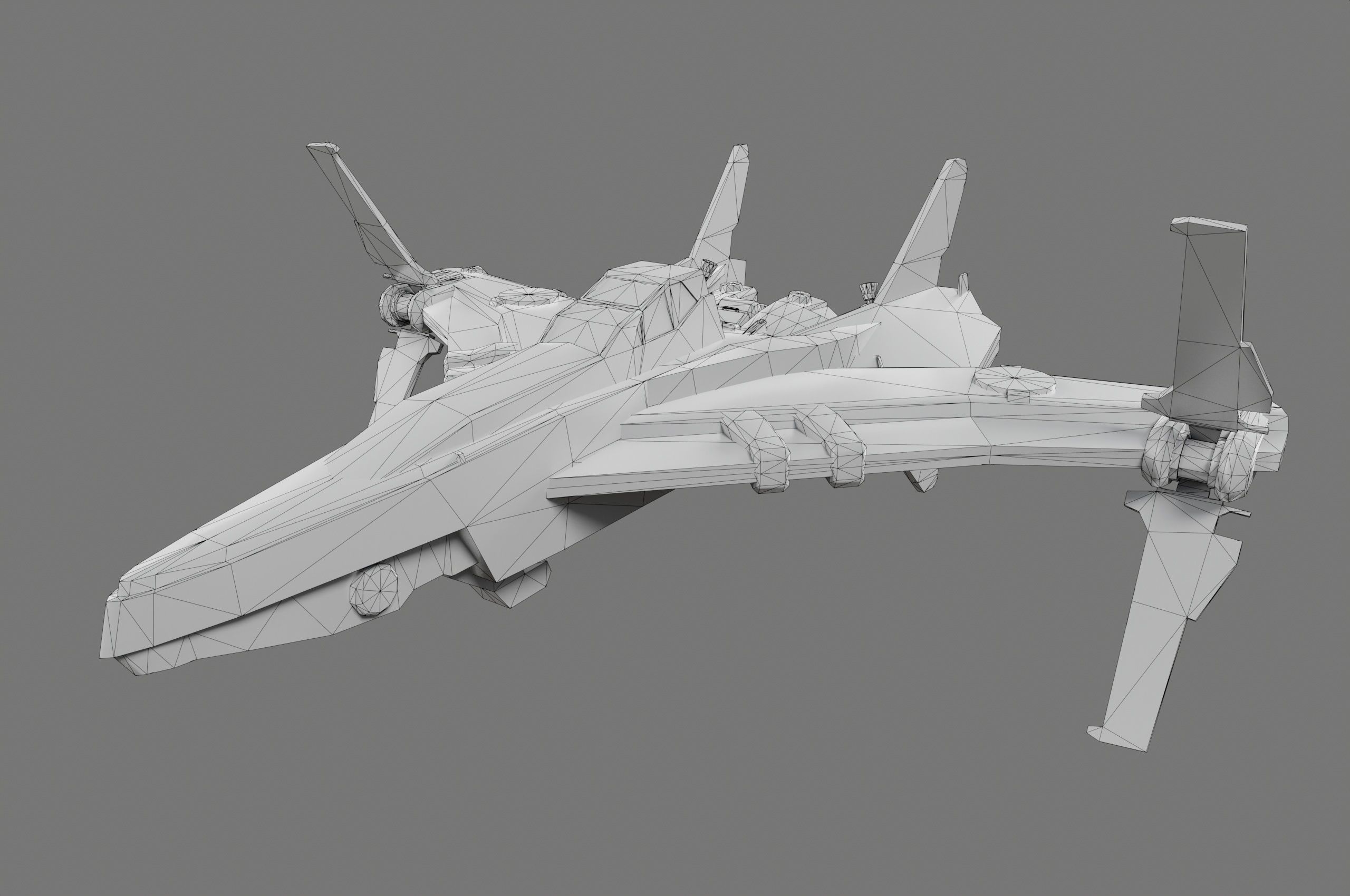 Scifi Spaceship Low-poly 3D model_14