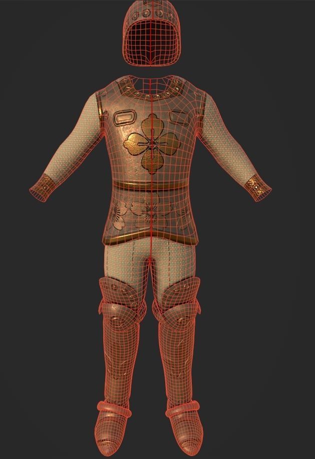 Game Ready Low-poly 3D model Armor Warrior Low-poly 3D model_4