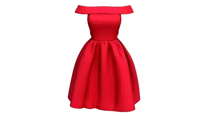 Ruffled Short Skirt Off-shoulder Red Retro Dress