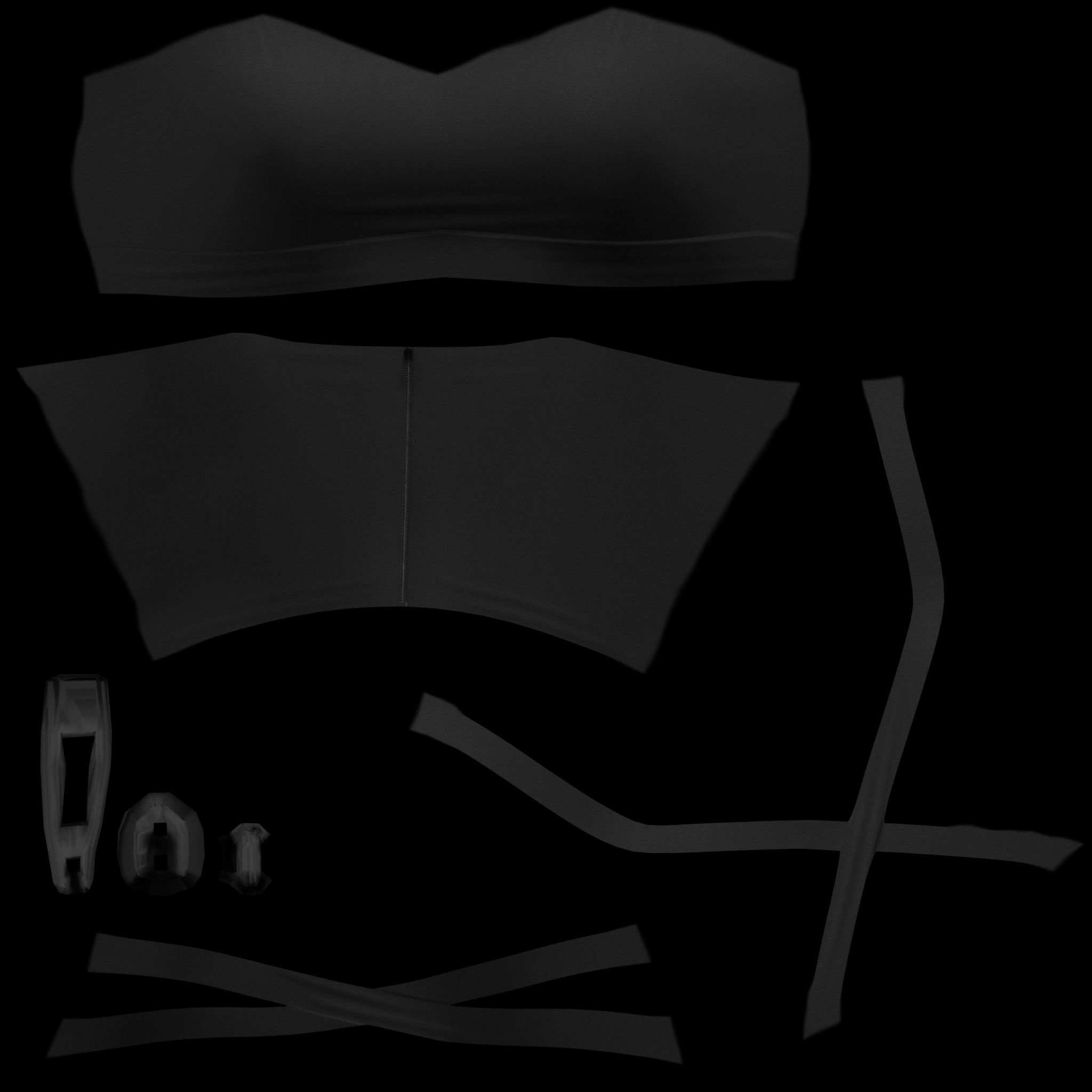 Cross Back Straps Belly Female Top Low-poly 3D model_8