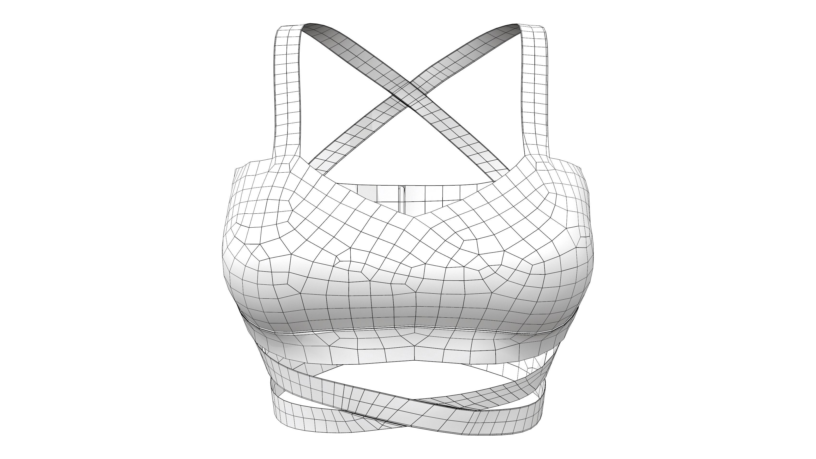 Cross Back Straps Belly Female Top Low-poly 3D model_5
