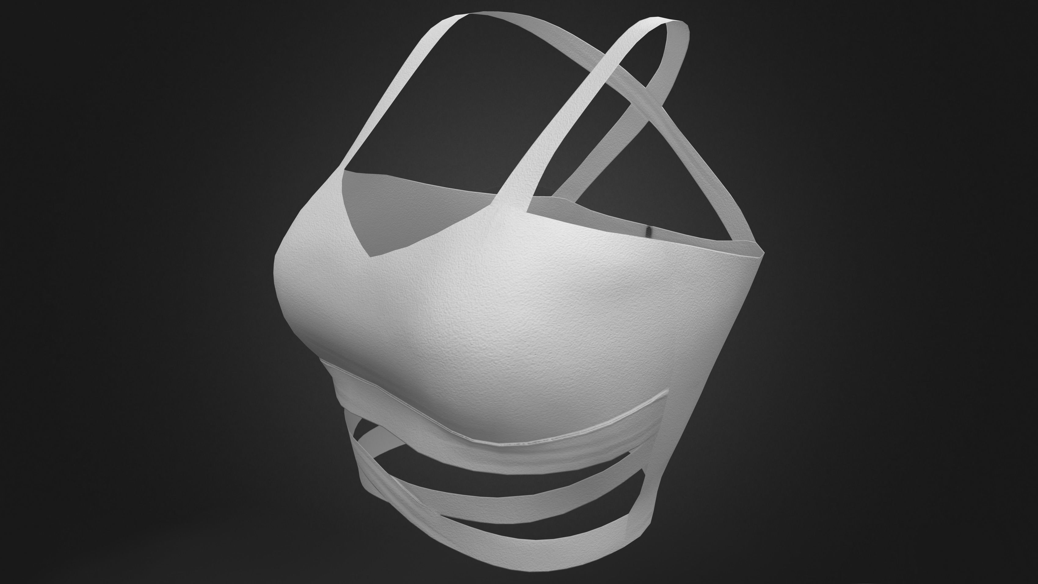 Cross Back Straps Belly Female Top Low-poly 3D model_7