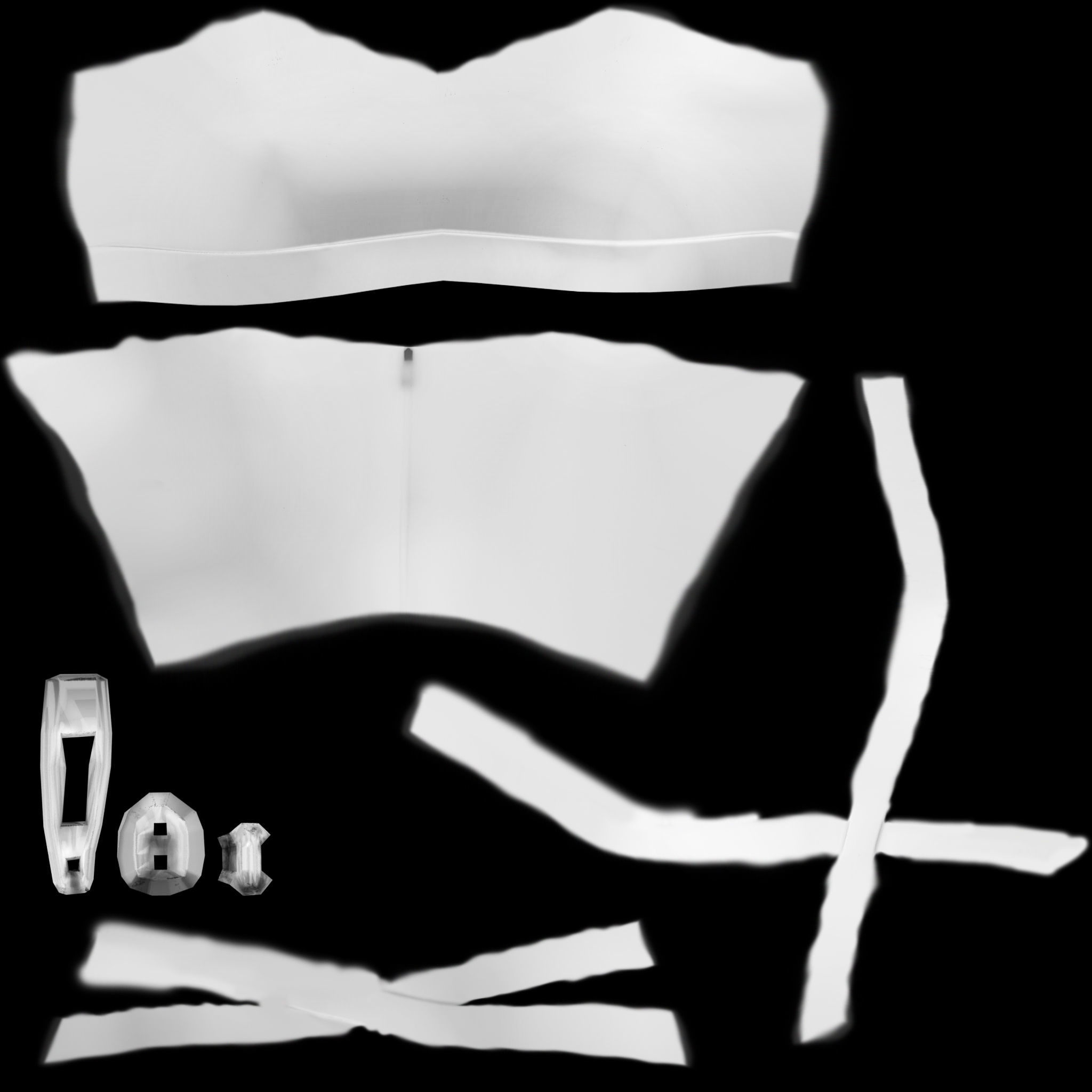 Cross Back Straps Belly Female Top Low-poly 3D model_12