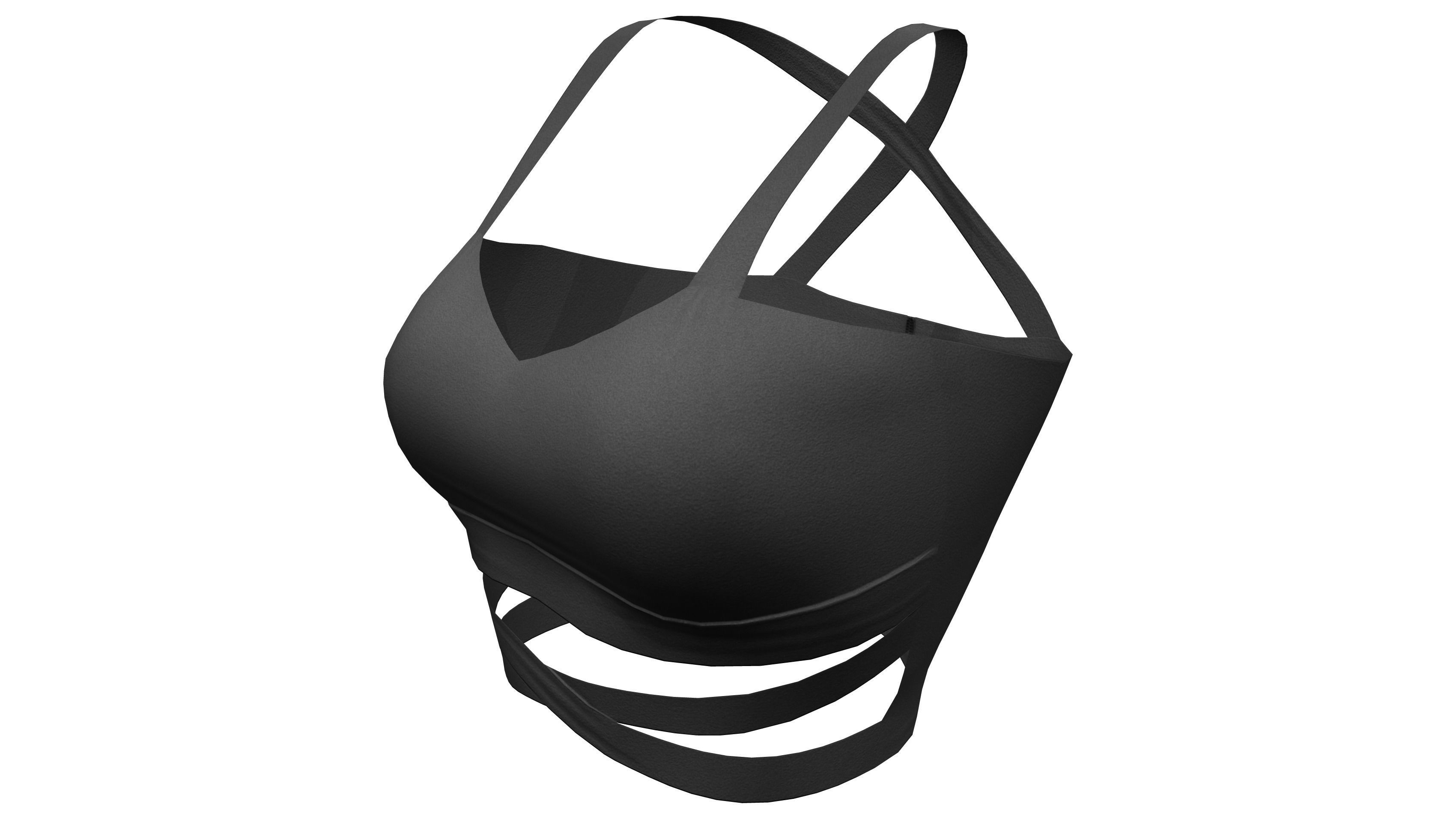 Cross Back Straps Belly Female Top Low-poly 3D model_2