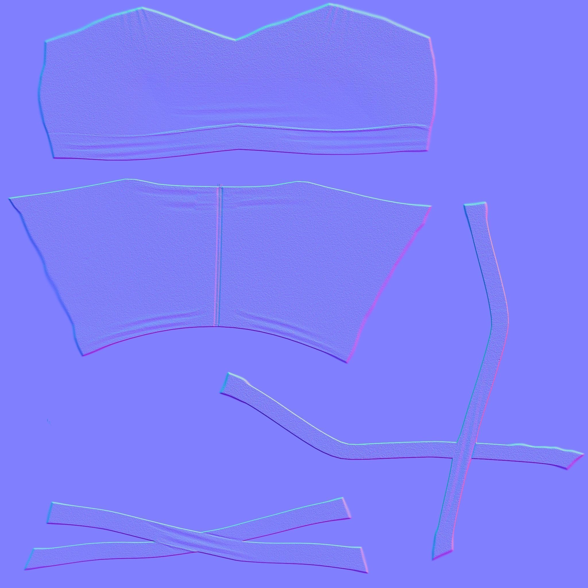 Cross Back Straps Belly Female Top Low-poly 3D model_10