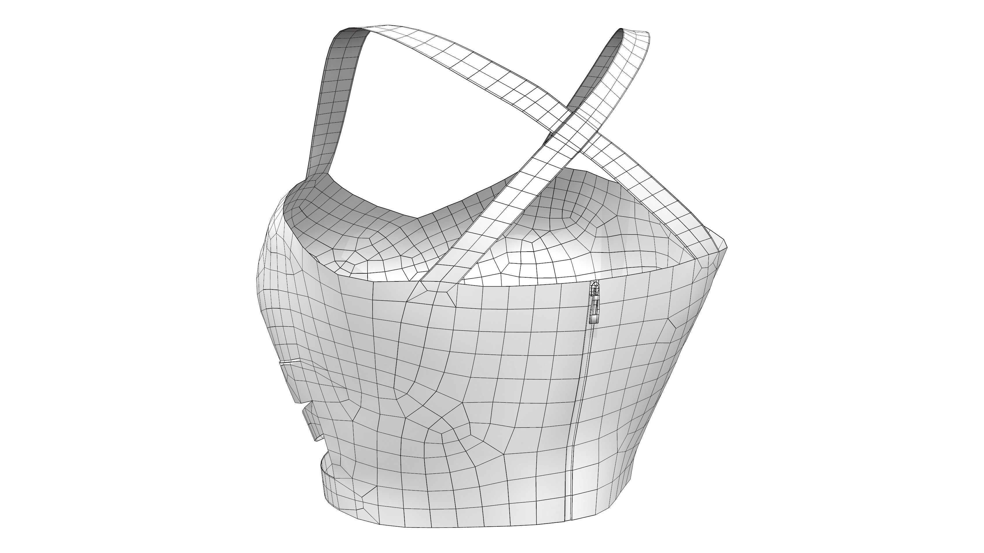 Cross Back Straps Belly Female Top Low-poly 3D model_6