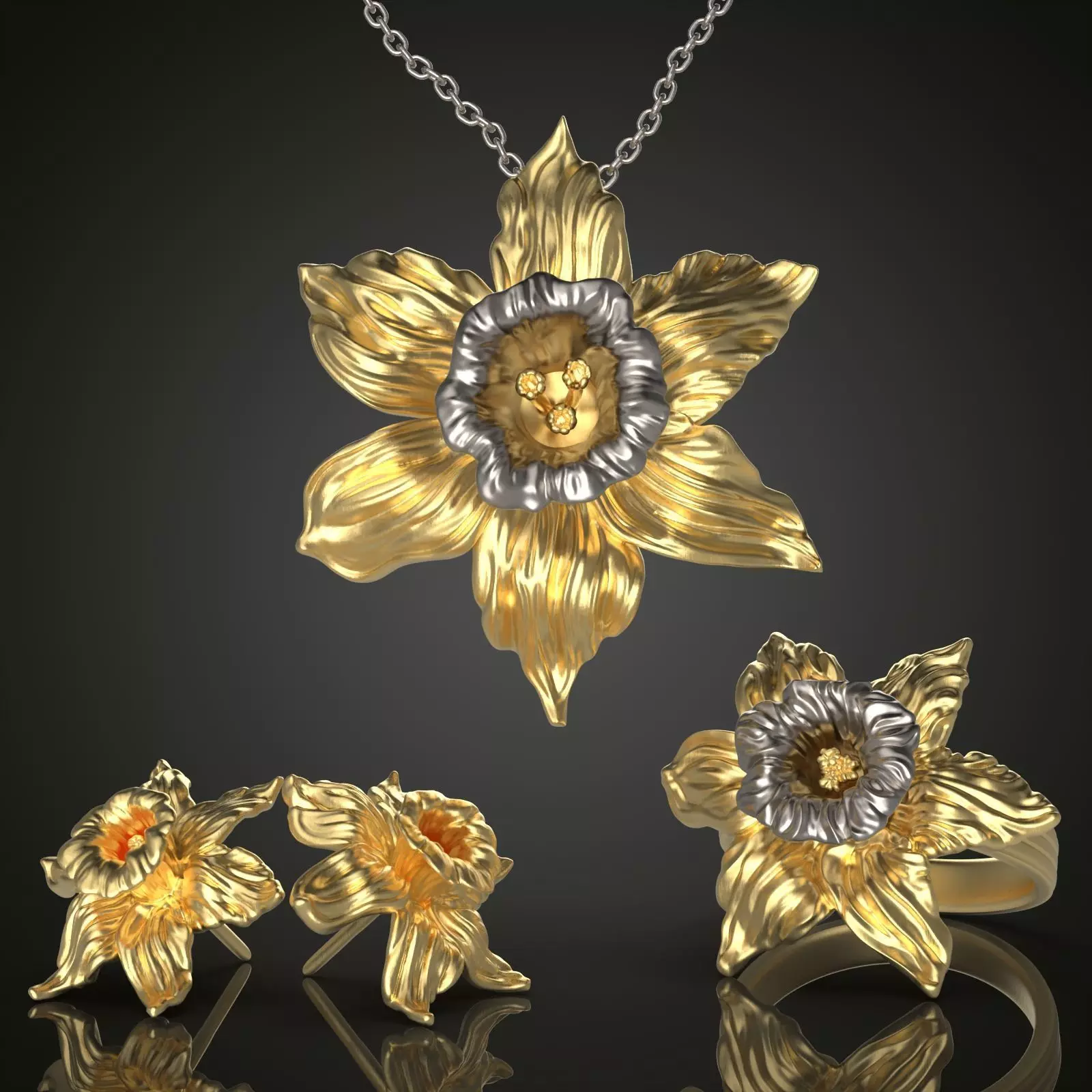 Daffodil Flower Set 3D print model
