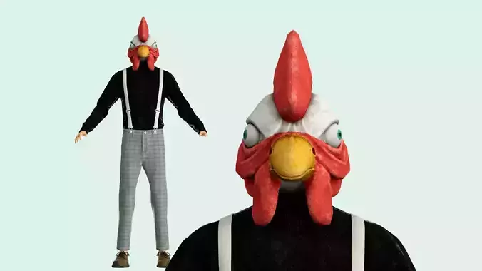 Cartoon boy Cai Xukun overalls chicken you are too beautiful 3D model