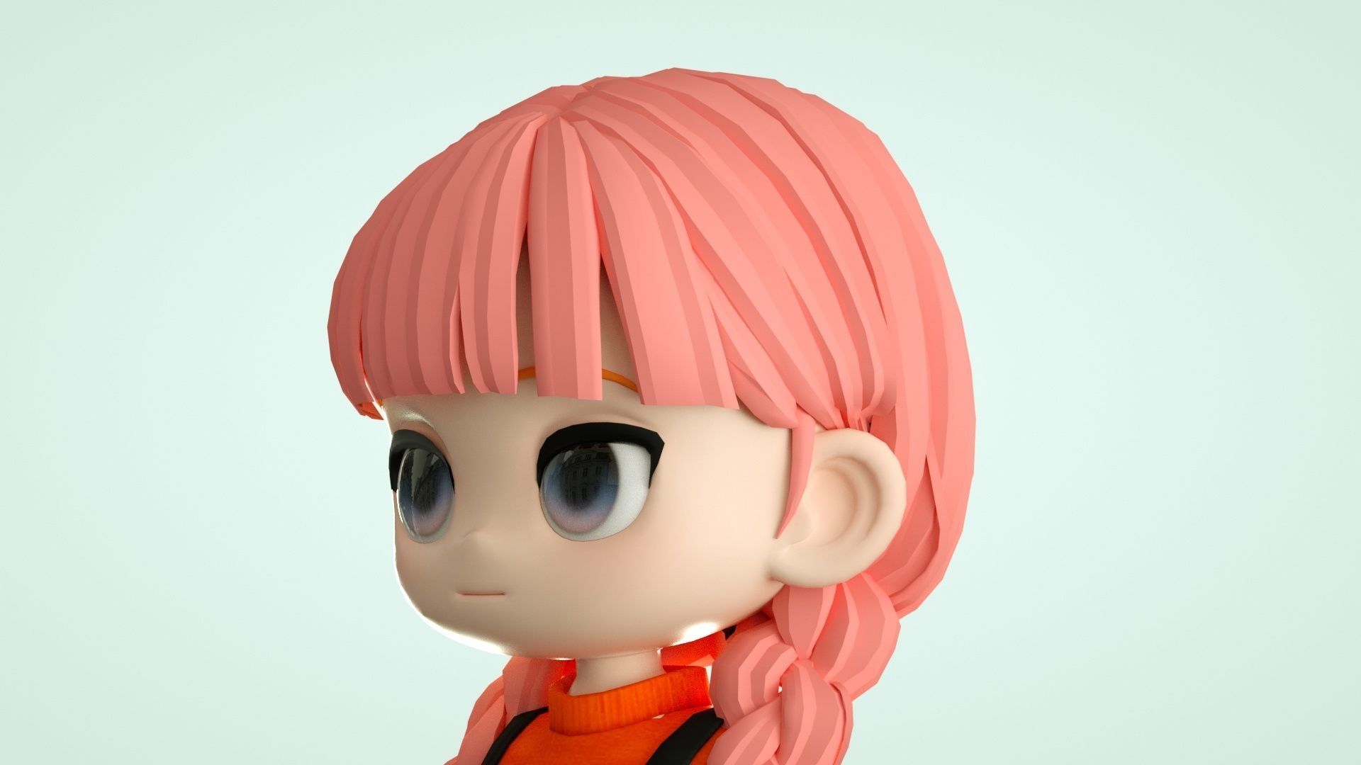 cartoon girl little girl ip image cartoon character 3D model_5