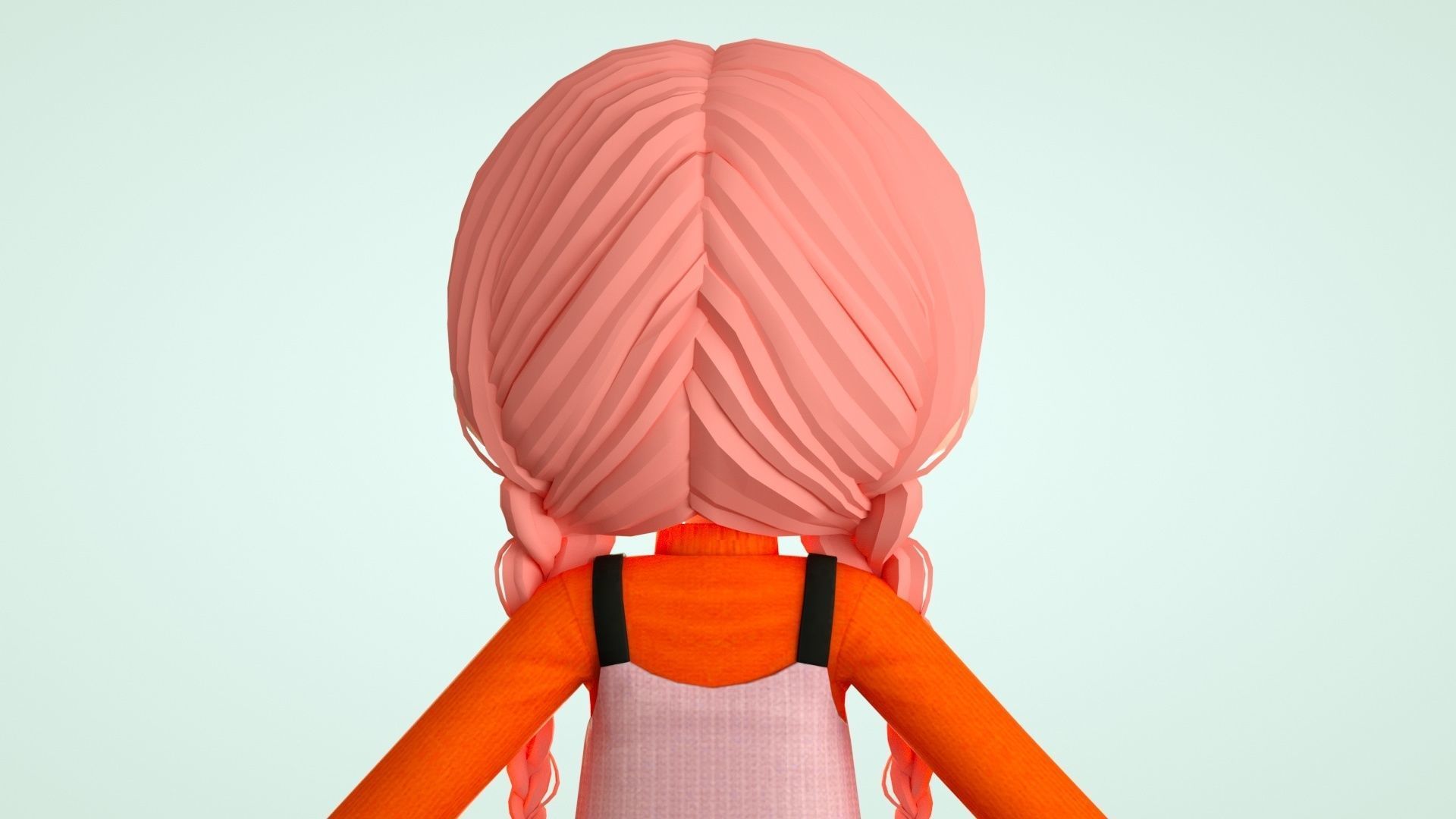 cartoon girl little girl ip image cartoon character 3D model_9