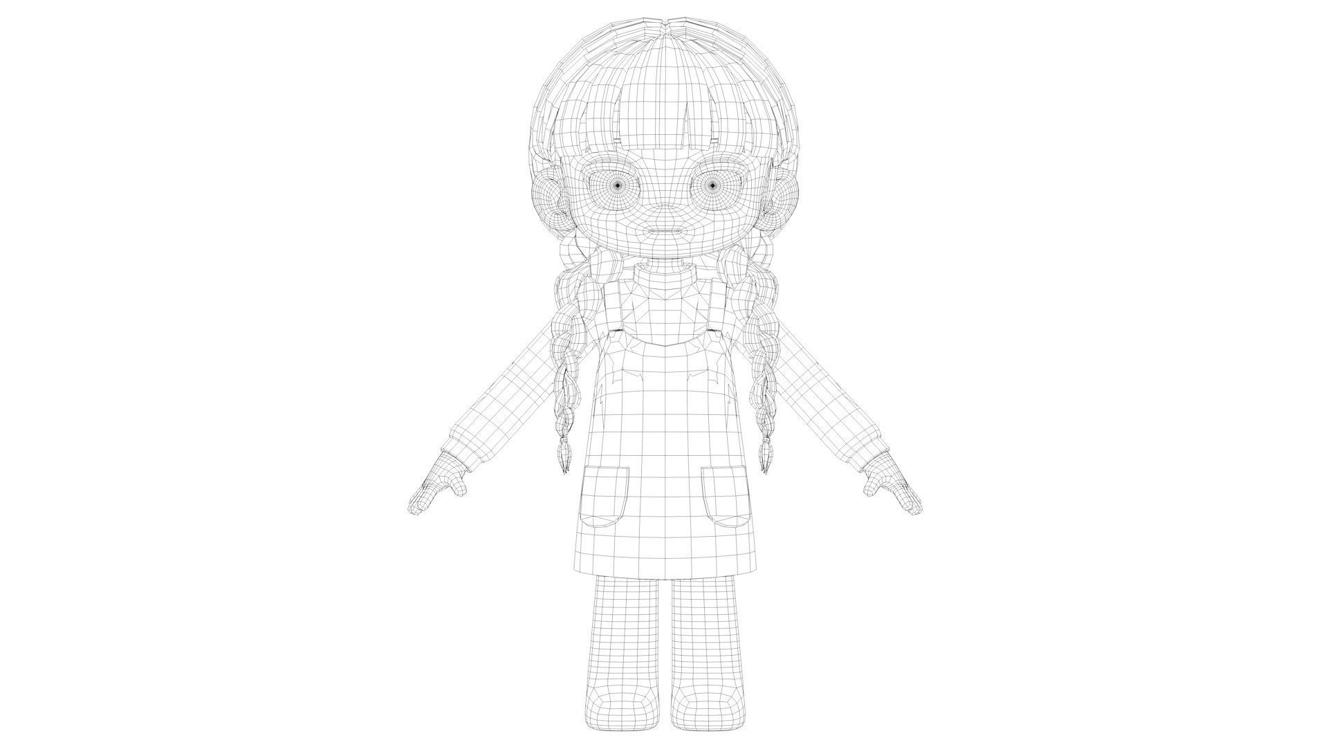 cartoon girl little girl ip image cartoon character 3D model_16