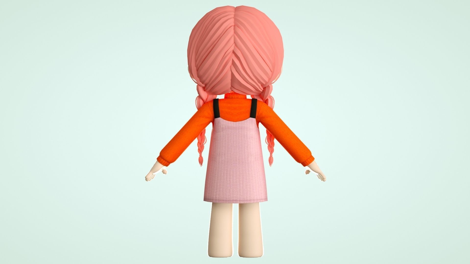 cartoon girl little girl ip image cartoon character 3D model_3