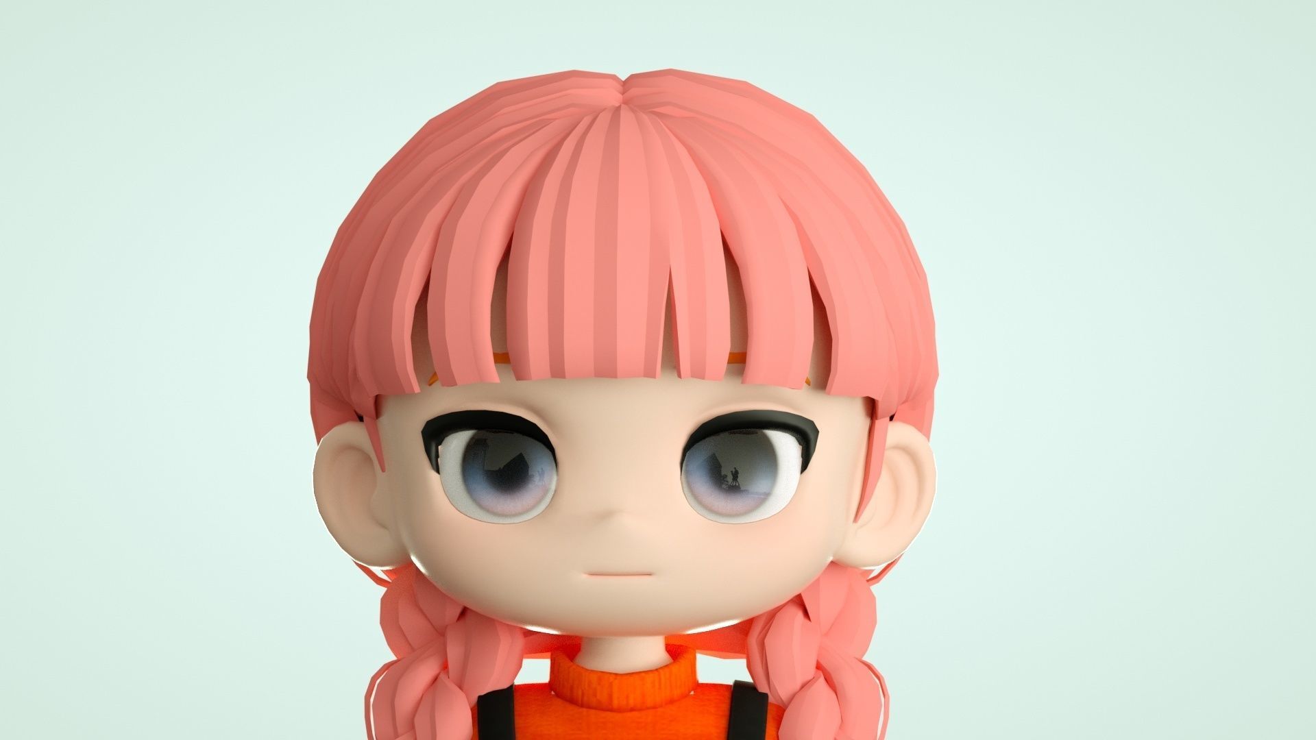 cartoon girl little girl ip image cartoon character 3D model_4